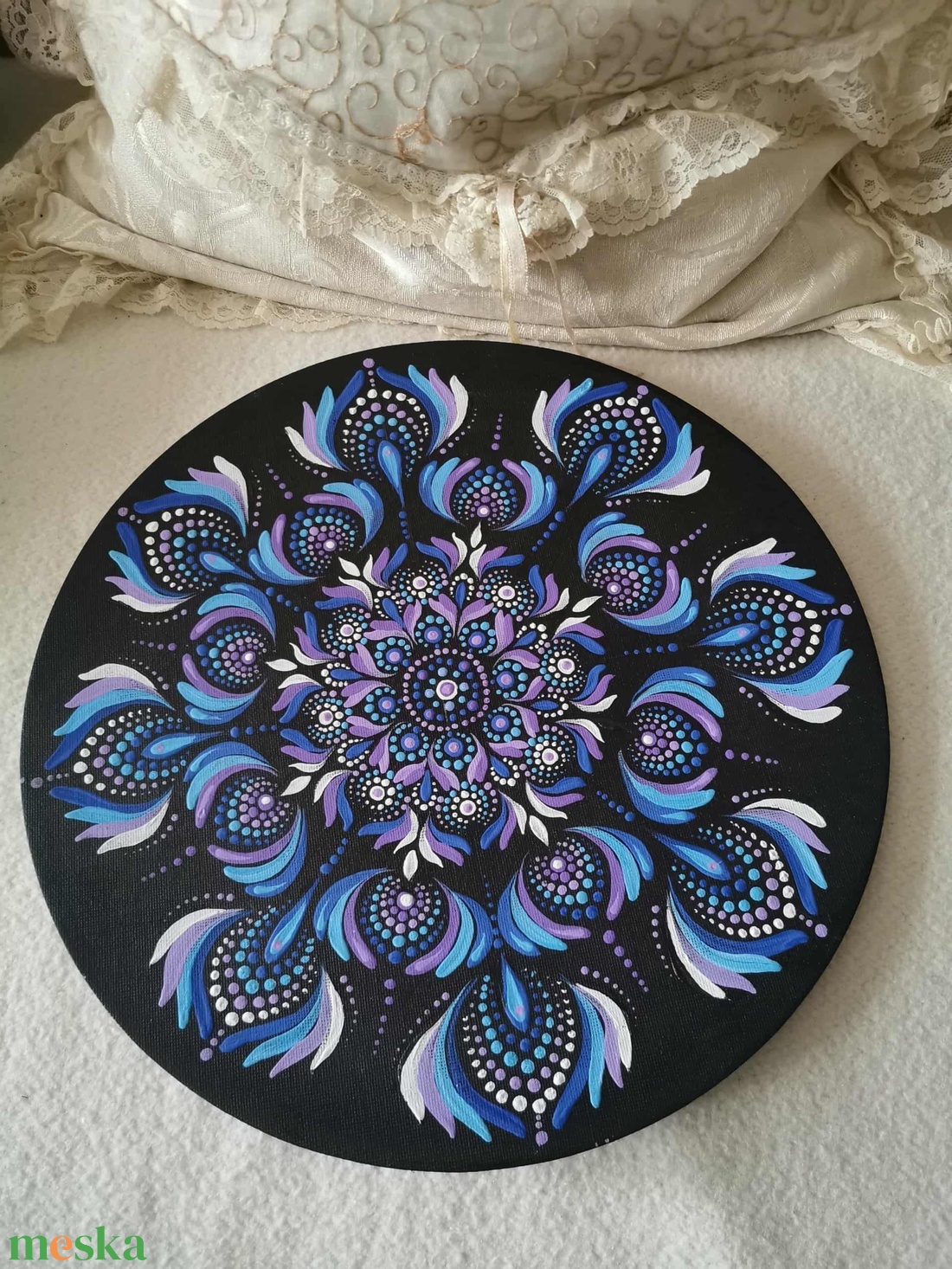 30x30 cm kézzel festett mandala  egyedi rendelésre, választható színekben - otthon & életmód - dekoráció - kép & falikép - vászonkép - Meska.hu
