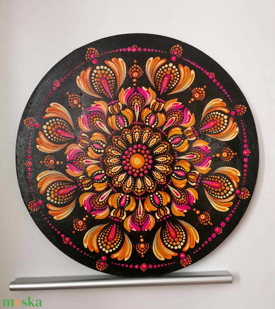 Kézzel festett rózsaszín mandala 30x30 cm - művészet - festmény - akril - Meska.hu