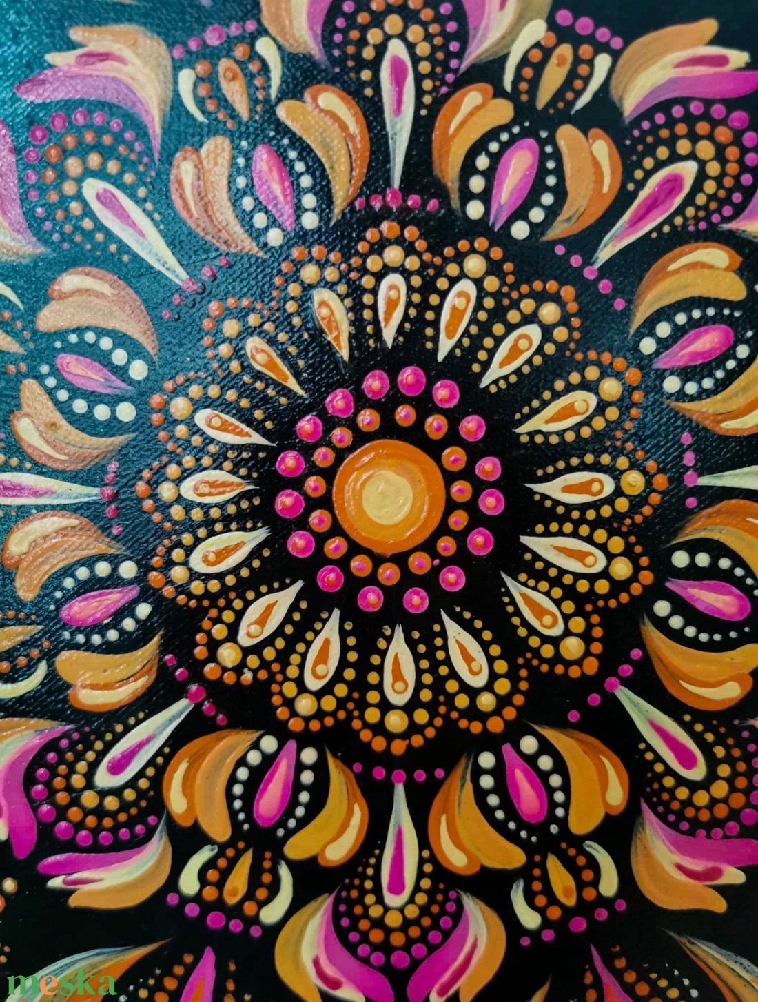 Kézzel festett rózsaszín mandala 30x30 cm - művészet - festmény - akril - Meska.hu
