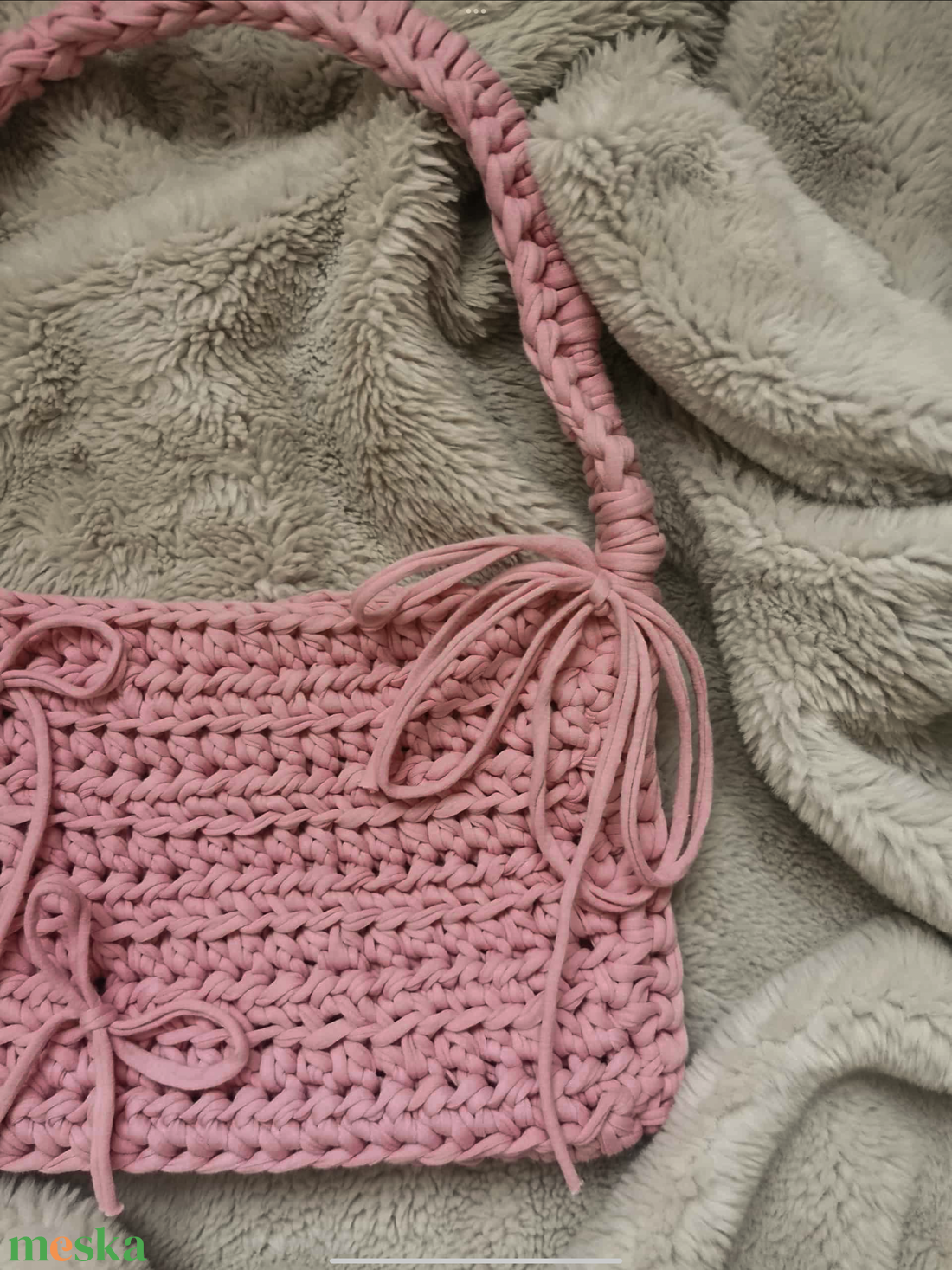 Kézzel készült rózsaszín masnis válltáska - táska & tok - kézitáska & válltáska - válltáska - Meska.hu