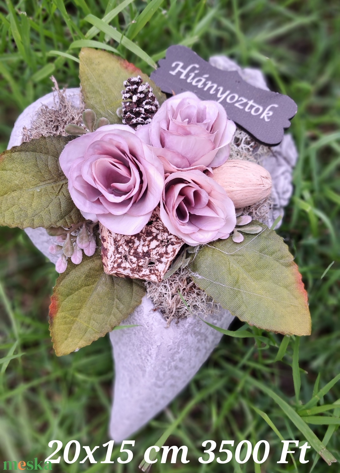 Szív alakú sírdísz - otthon & életmód - dekoráció - dísztárgy - Meska.hu