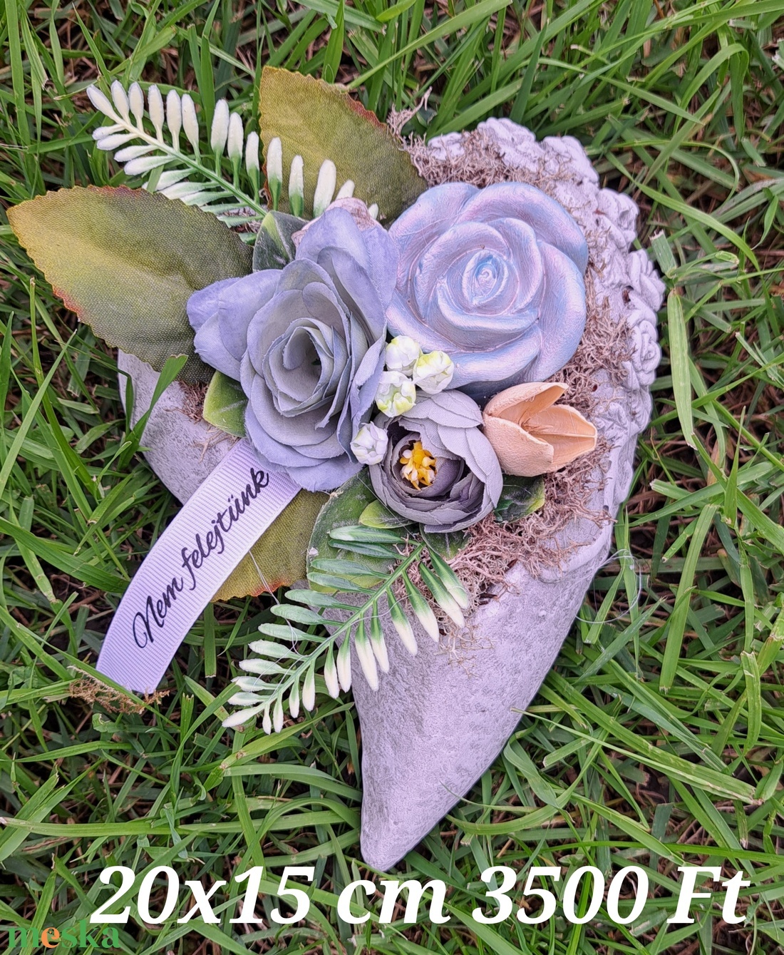 Szív alakú sírdísz - otthon & életmód - dekoráció - dísztárgy - Meska.hu