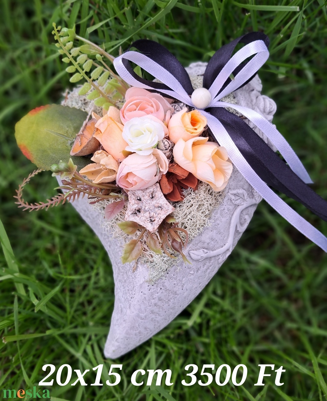 Szív alakú sírdísz - otthon & életmód - dekoráció - dísztárgy - Meska.hu