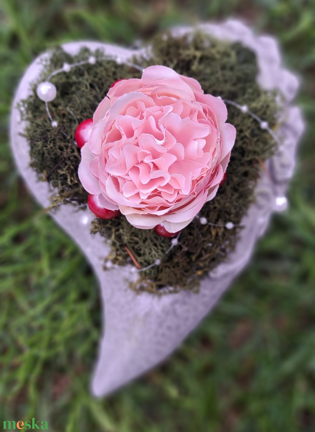 Szív alakú sírdísz - otthon & életmód - dekoráció - dísztárgy - Meska.hu