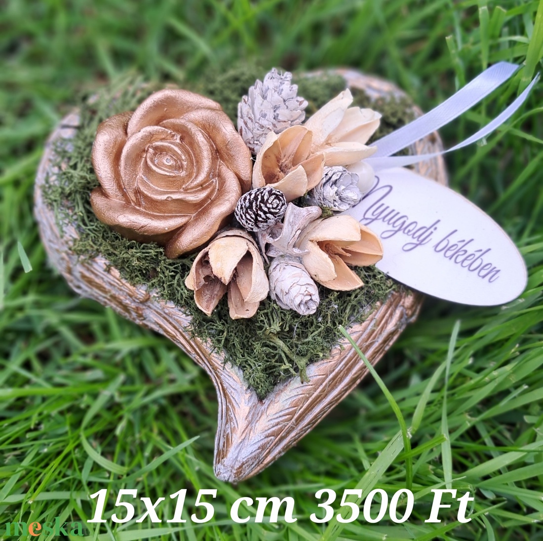 Szív alakú sírdísz - otthon & életmód - dekoráció - dísztárgy - Meska.hu