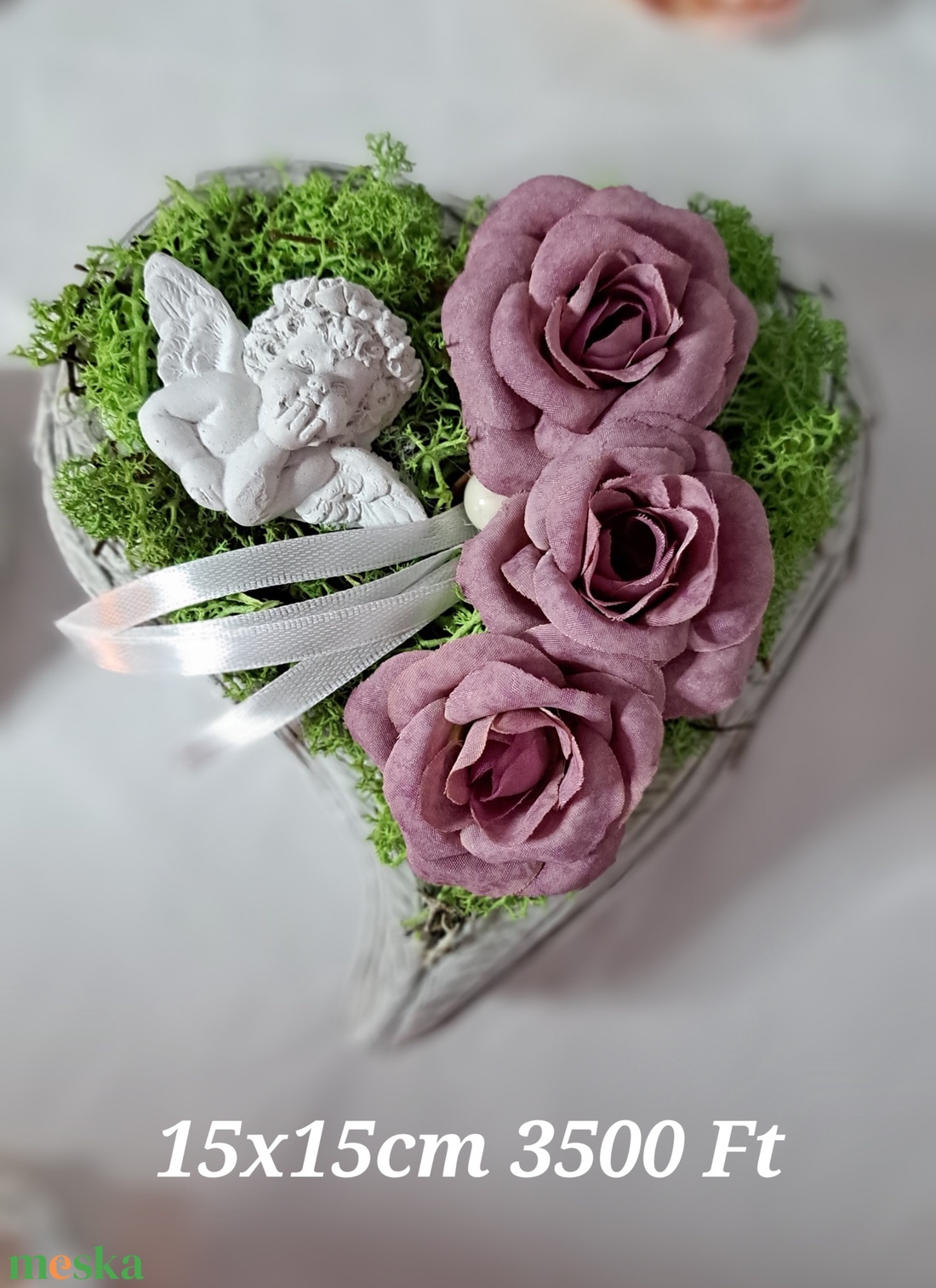 Szív alakú sírdísz - otthon & életmód - dekoráció - dísztárgy - Meska.hu