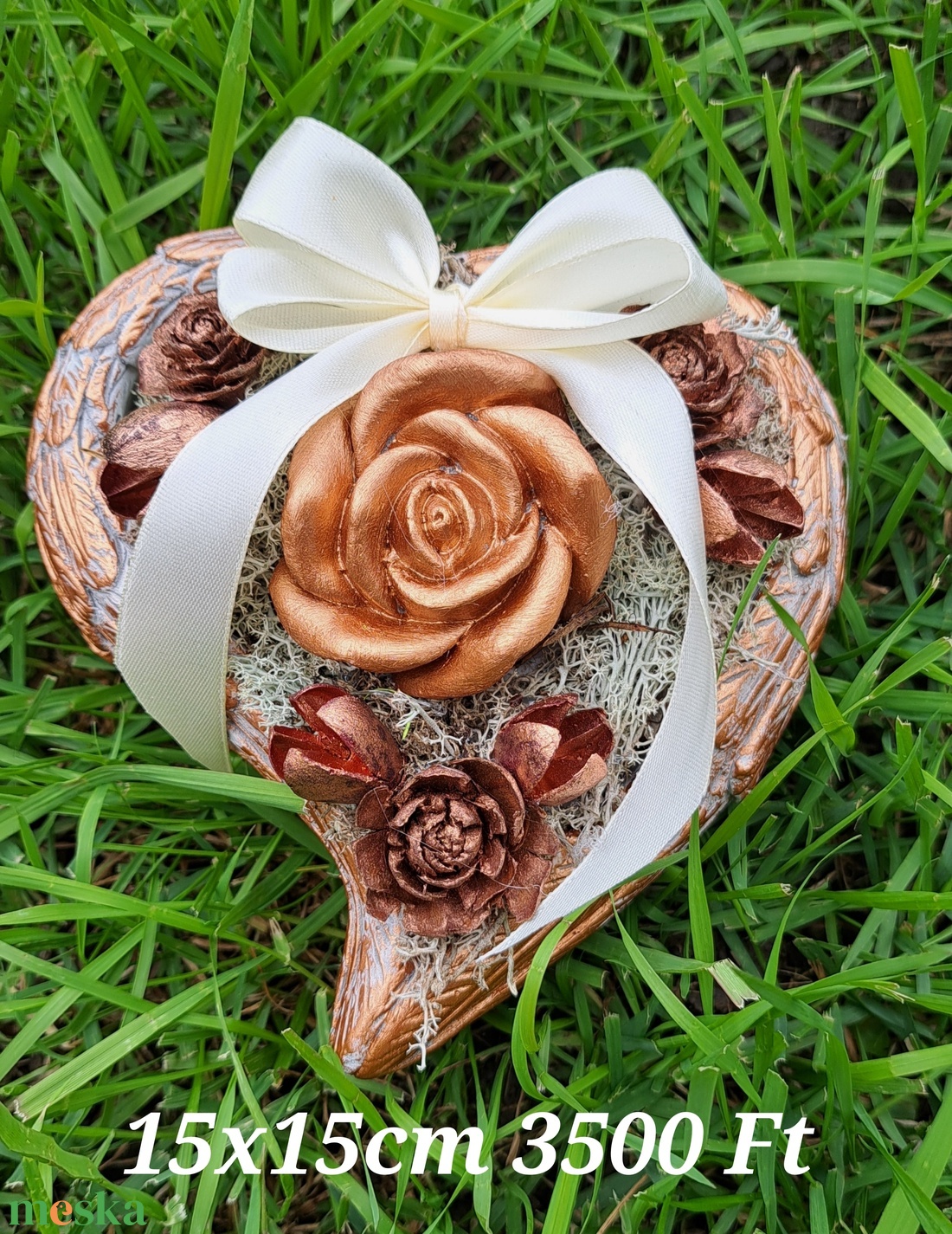 Szív alakú sírdísz - otthon & életmód - dekoráció - dísztárgy - Meska.hu