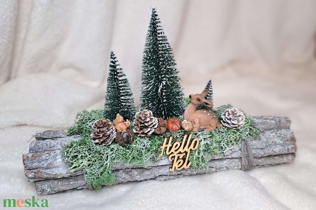Téli asztaldísz erdei témában - karácsony - adventi díszek - adventi asztaldísz - Meska.hu