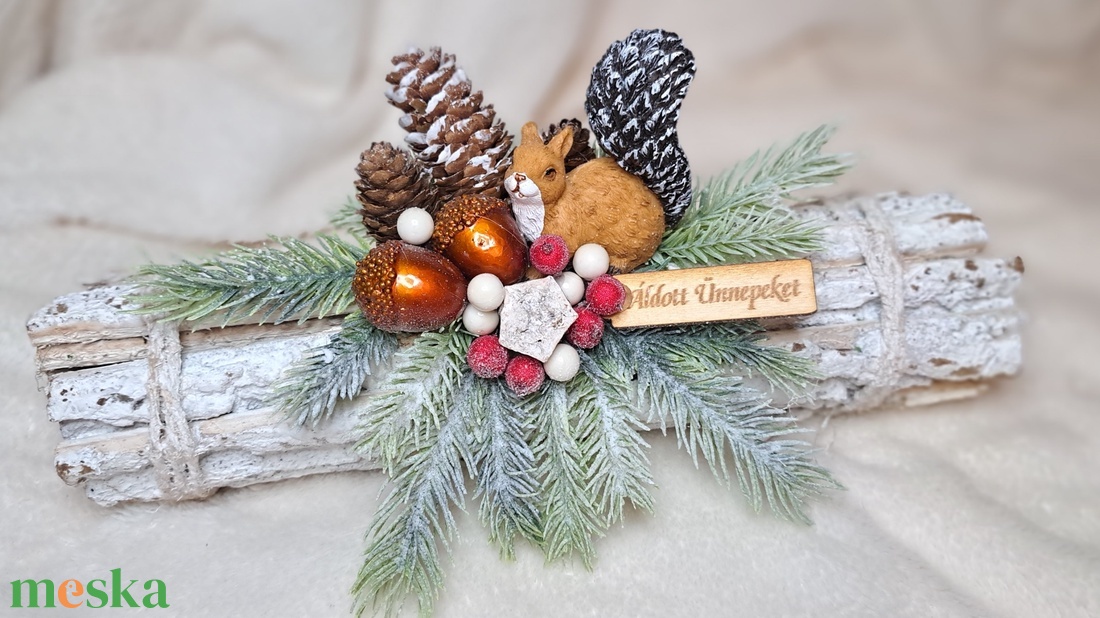 Téli asztaldísz erdei témában - karácsony - adventi díszek - adventi asztaldísz - Meska.hu