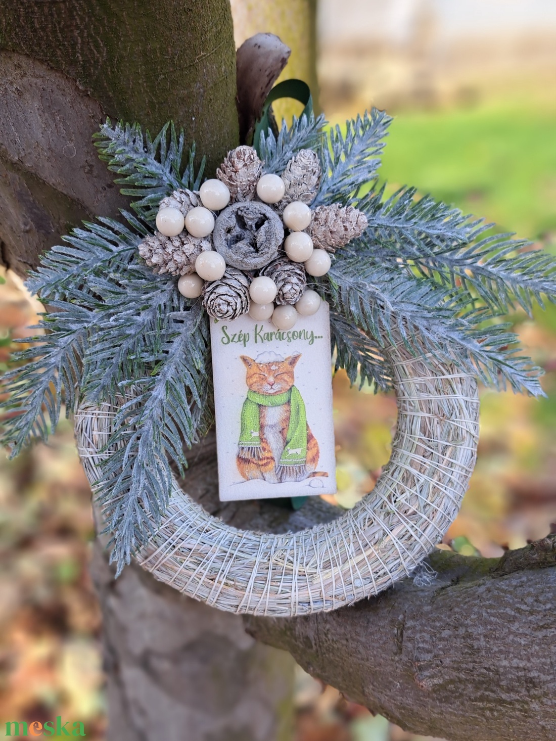 Kopogtató téli karácsonyi - karácsony - adventi díszek - adventi ajtódísz - Meska.hu