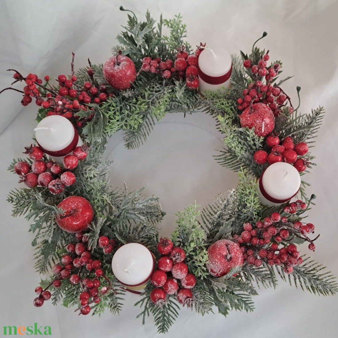 Adventi gyertyás asztaldísz klasszikus színekben - karácsony - adventi díszek - adventi asztaldísz - Meska.hu