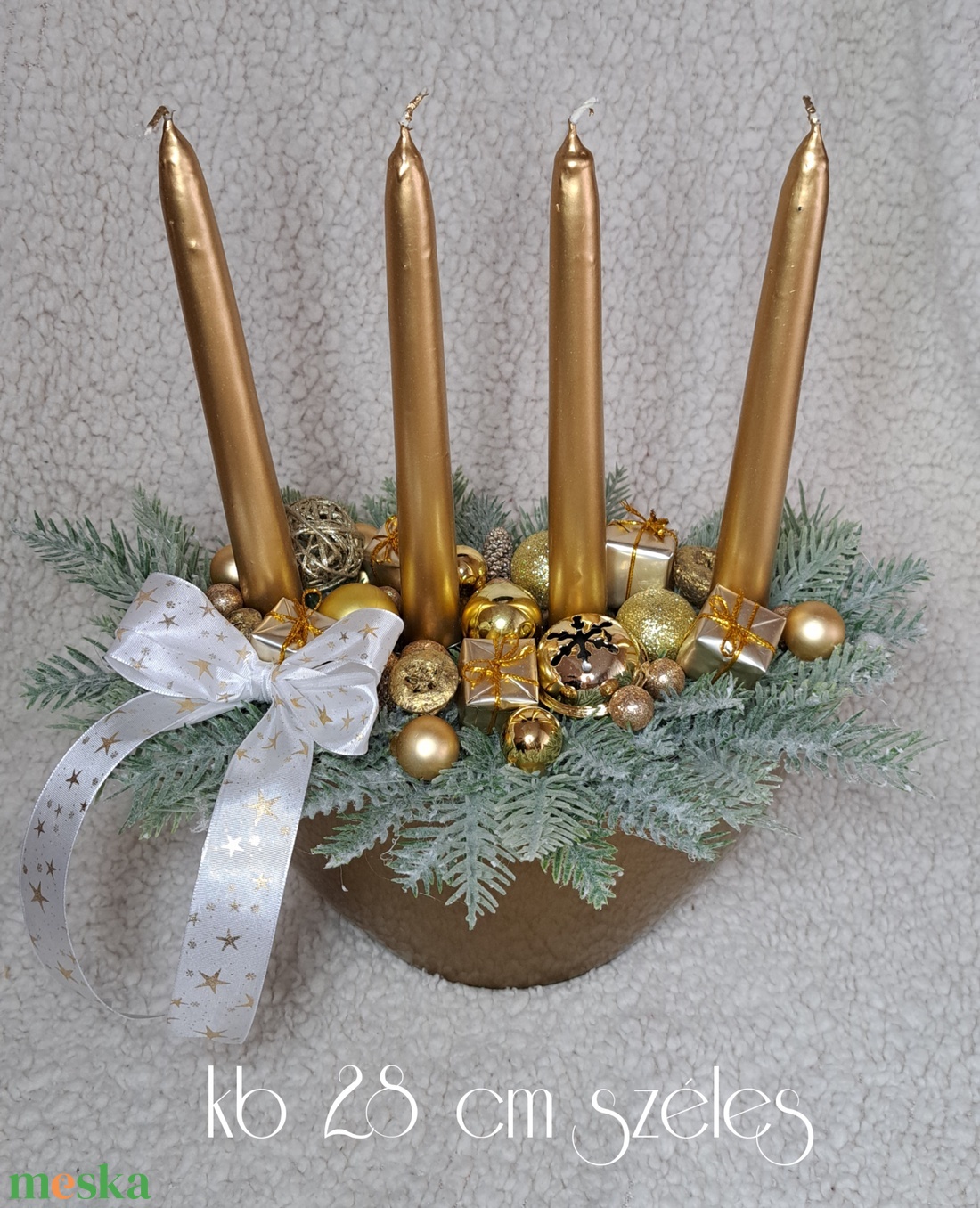 Adventi gyertyás asztaldísz arany színekben - karácsony - adventi díszek - adventi asztaldísz - Meska.hu