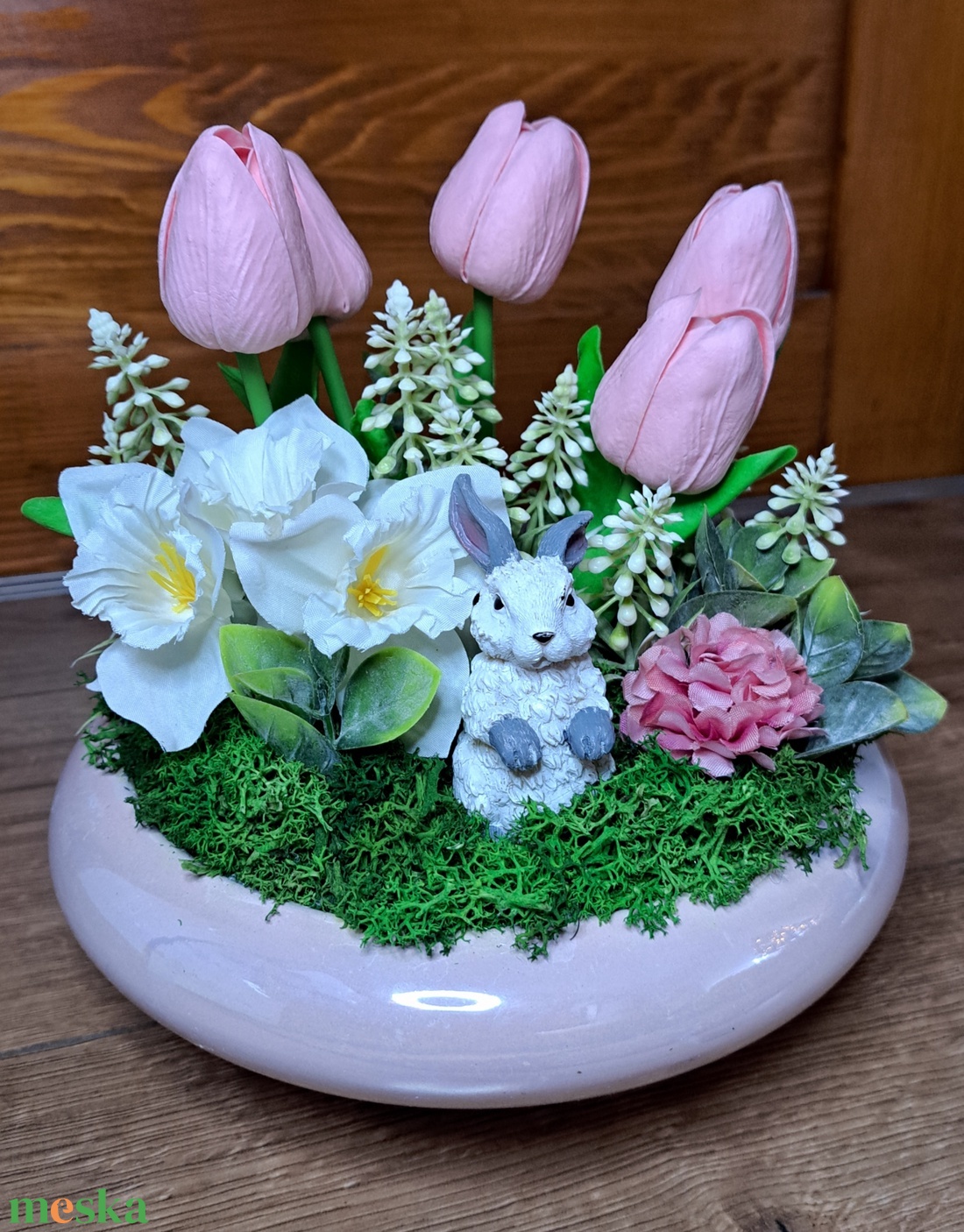 Tavaszi nyuszis asztaldísz  - otthon & életmód - dekoráció - asztal és polc dekoráció - asztaldísz - Meska.hu