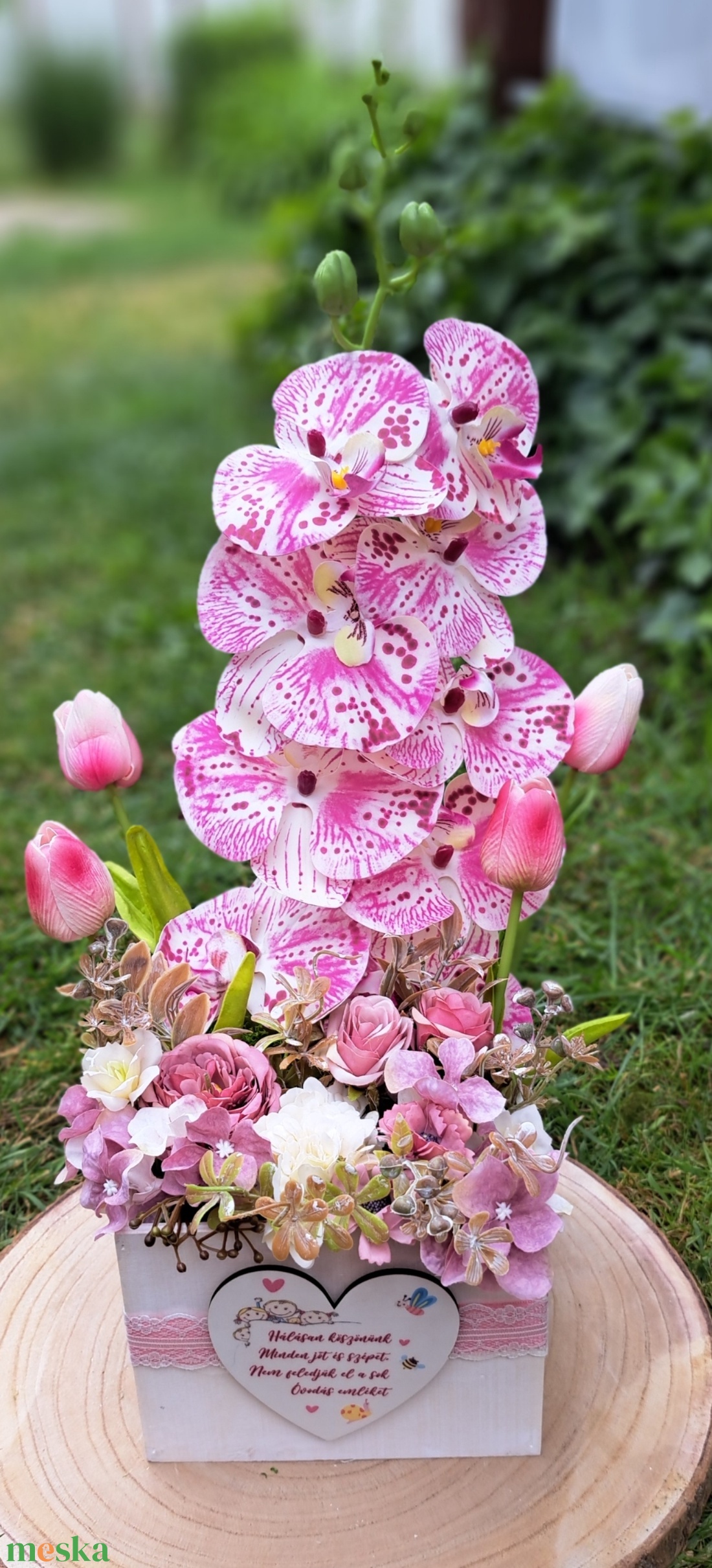 Orchideás asztaldísz óvoda bölcsöde ballagás ajándék - otthon & életmód - dekoráció - asztal és polc dekoráció - asztaldísz - Meska.hu