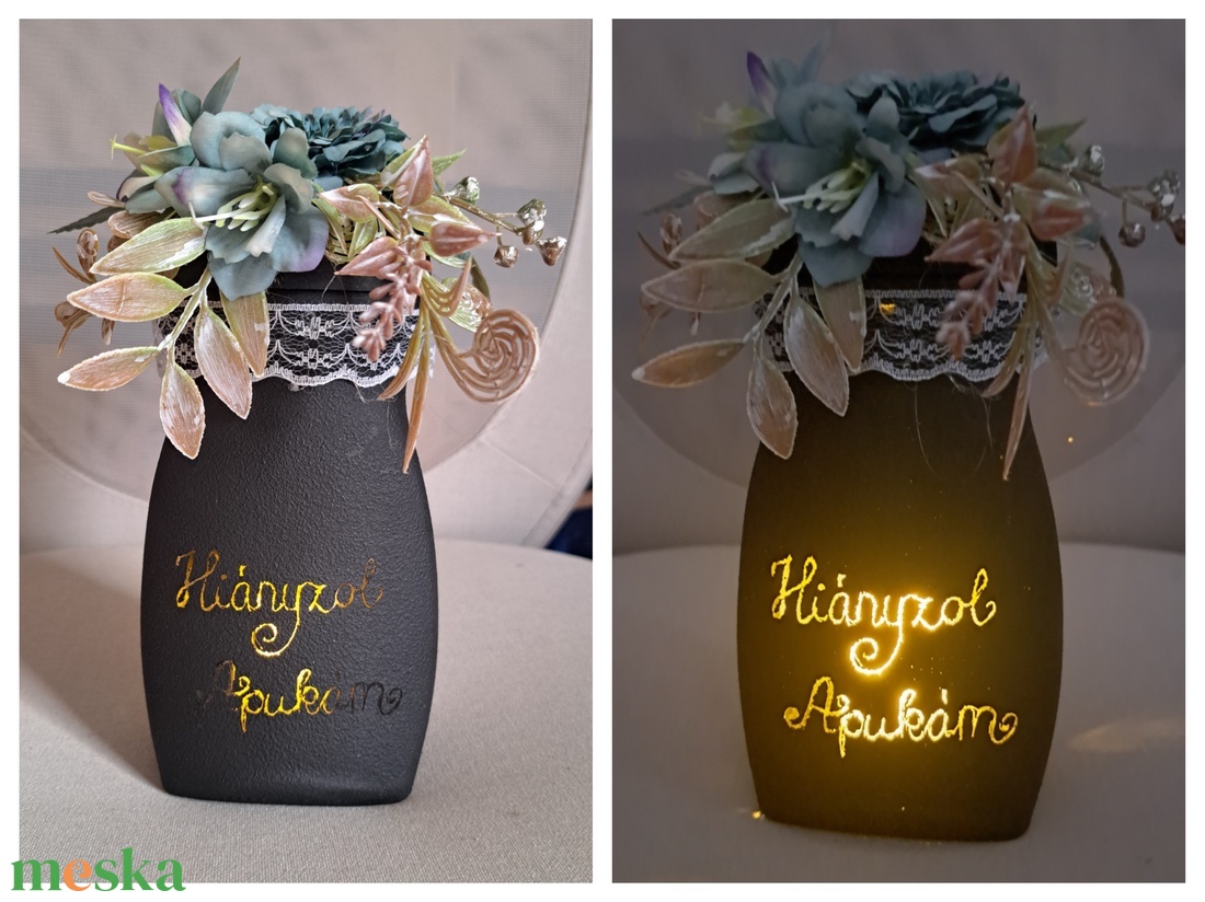 Egyedi feliratos mécses LED világítással, virág díszítéssel Anyák napjárq - otthon & életmód - vallás - temetkezési tárgy - sírdísz, kegyeleti dísz - Meska.hu Egyedi feliratos mécses LED világítással, virág díszítéssel Anyák napjárq - otthon & életmód - vallás - temetkezési tárgy - sírdísz, kegyeleti dísz - Meska.hu