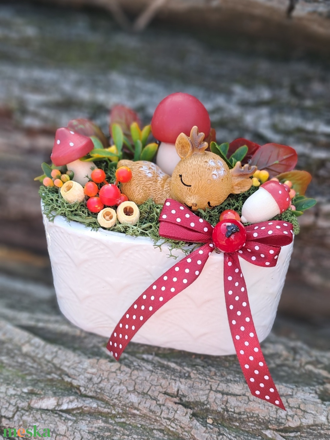 Őszi őzikés dekoráció - otthon & életmód - dekoráció - asztal és polc dekoráció - asztaldísz - Meska.hu