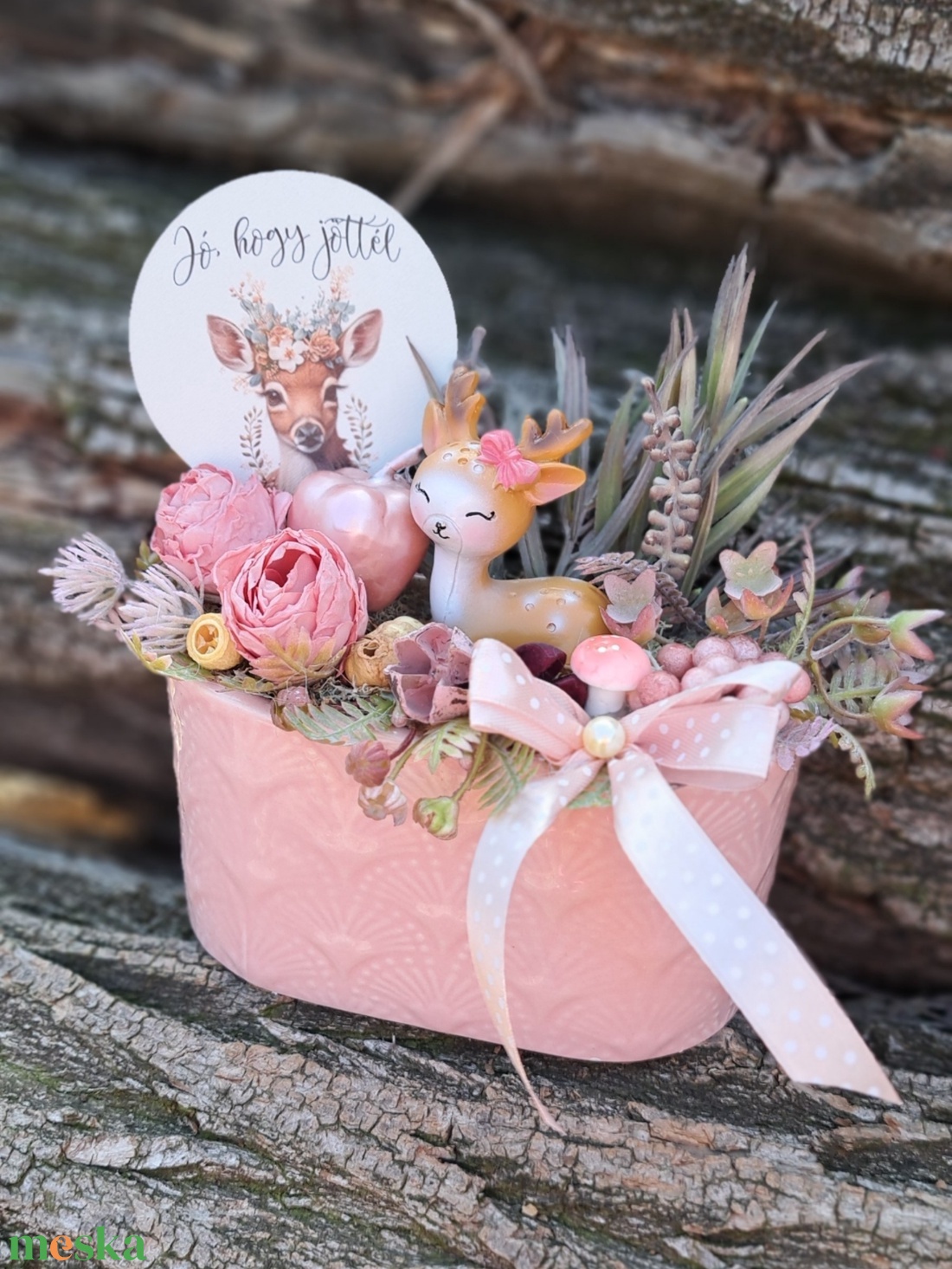 Őszi őzikés dekoráció - otthon & életmód - dekoráció - asztal és polc dekoráció - asztaldísz - Meska.hu