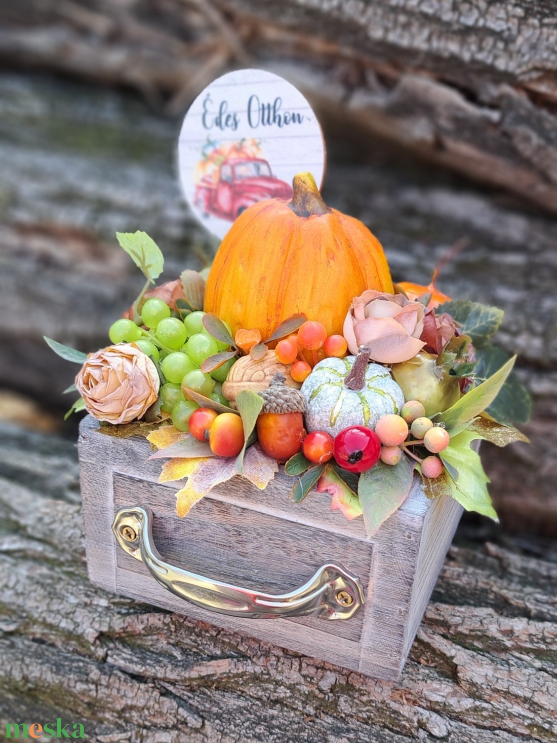 Őszi hamvas fa fiók rusztikus tökkel gyümölcsökkel - otthon & életmód - dekoráció - asztal és polc dekoráció - asztaldísz - Meska.hu Őszi hamvas fa fiók rusztikus tökkel gyümölcsökkel - otthon & életmód - dekoráció - asztal és polc dekoráció - asztaldísz - Meska.hu