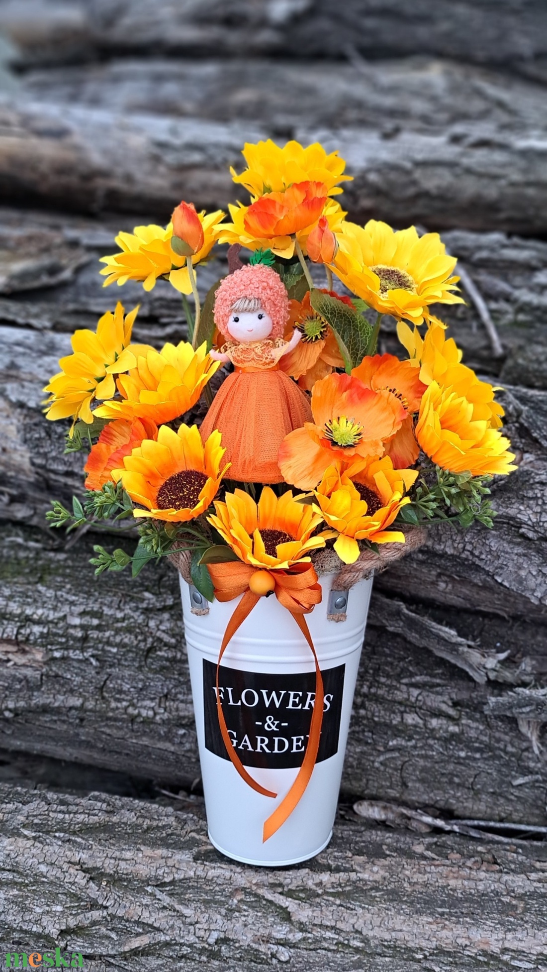 Őszi asztali dekoráció ősztündér és napraforgóval - otthon & életmód - dekoráció - asztal és polc dekoráció - asztaldísz - Meska.hu Őszi asztali dekoráció ősztündér és napraforgóval - otthon & életmód - dekoráció - asztal és polc dekoráció - asztaldísz - Meska.hu