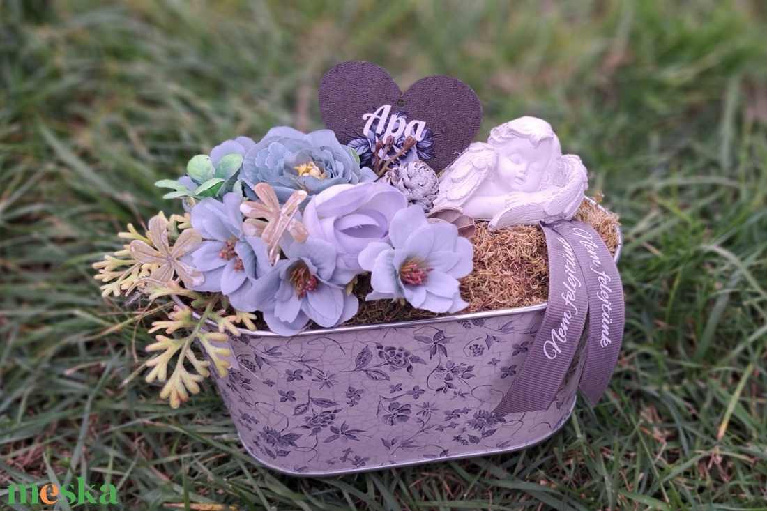 Kegyeleti sírdísz angyalkával - otthon & életmód - vallás - temetkezési tárgy - sírdísz, kegyeleti dísz - Meska.hu