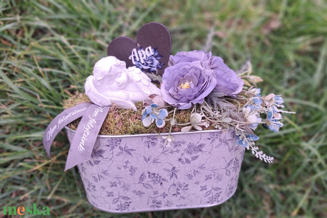 Kegyeleti sírdísz angyalkával - otthon & életmód - vallás - temetkezési tárgy - sírdísz, kegyeleti dísz - Meska.hu