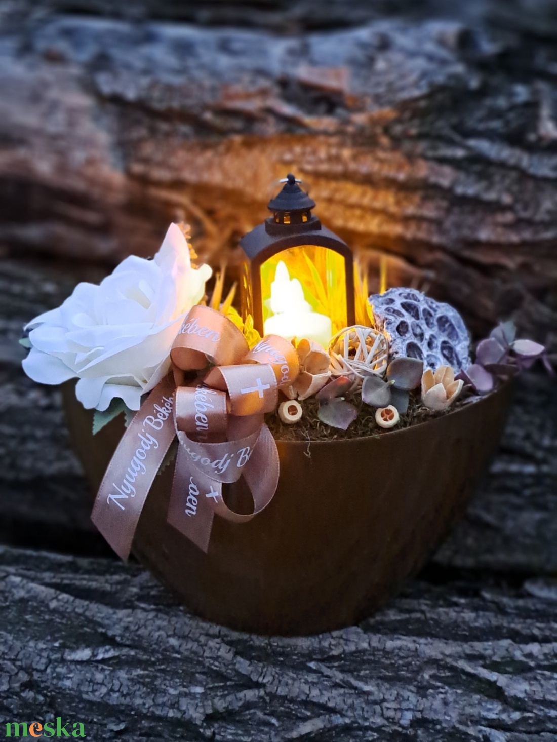 Kegyeleti sírdísz mécsessel - otthon & életmód - vallás - temetkezési tárgy - sírdísz, kegyeleti dísz - Meska.hu