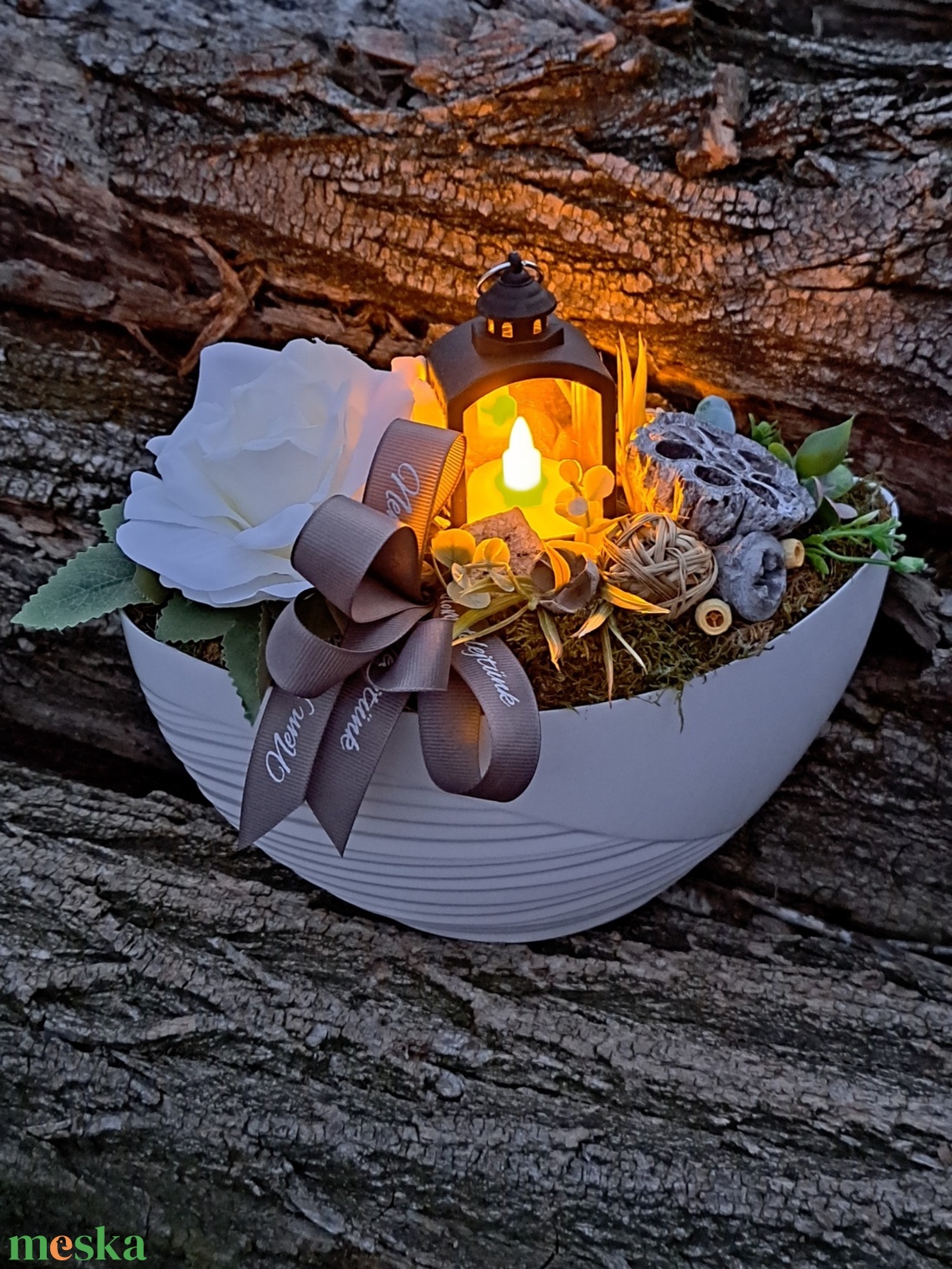 Kegyeleti sírdísz mécsessel - otthon & életmód - vallás - temetkezési tárgy - sírdísz, kegyeleti dísz - Meska.hu