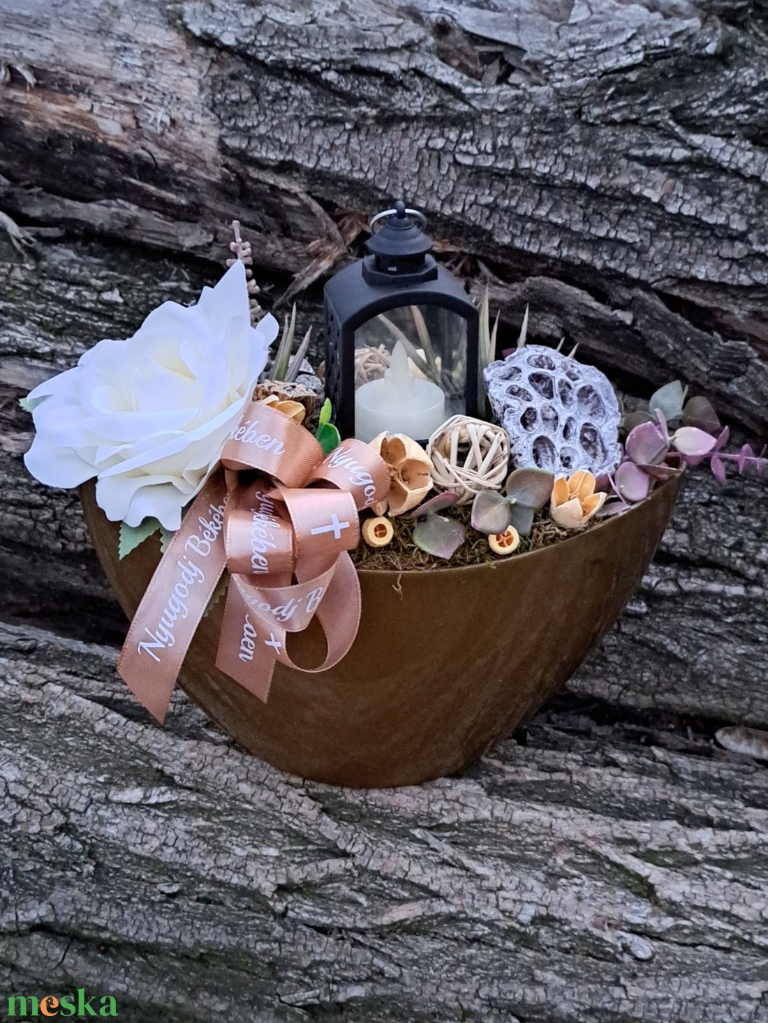 Kegyeleti sírdísz mécsessel - otthon & életmód - vallás - temetkezési tárgy - sírdísz, kegyeleti dísz - Meska.hu