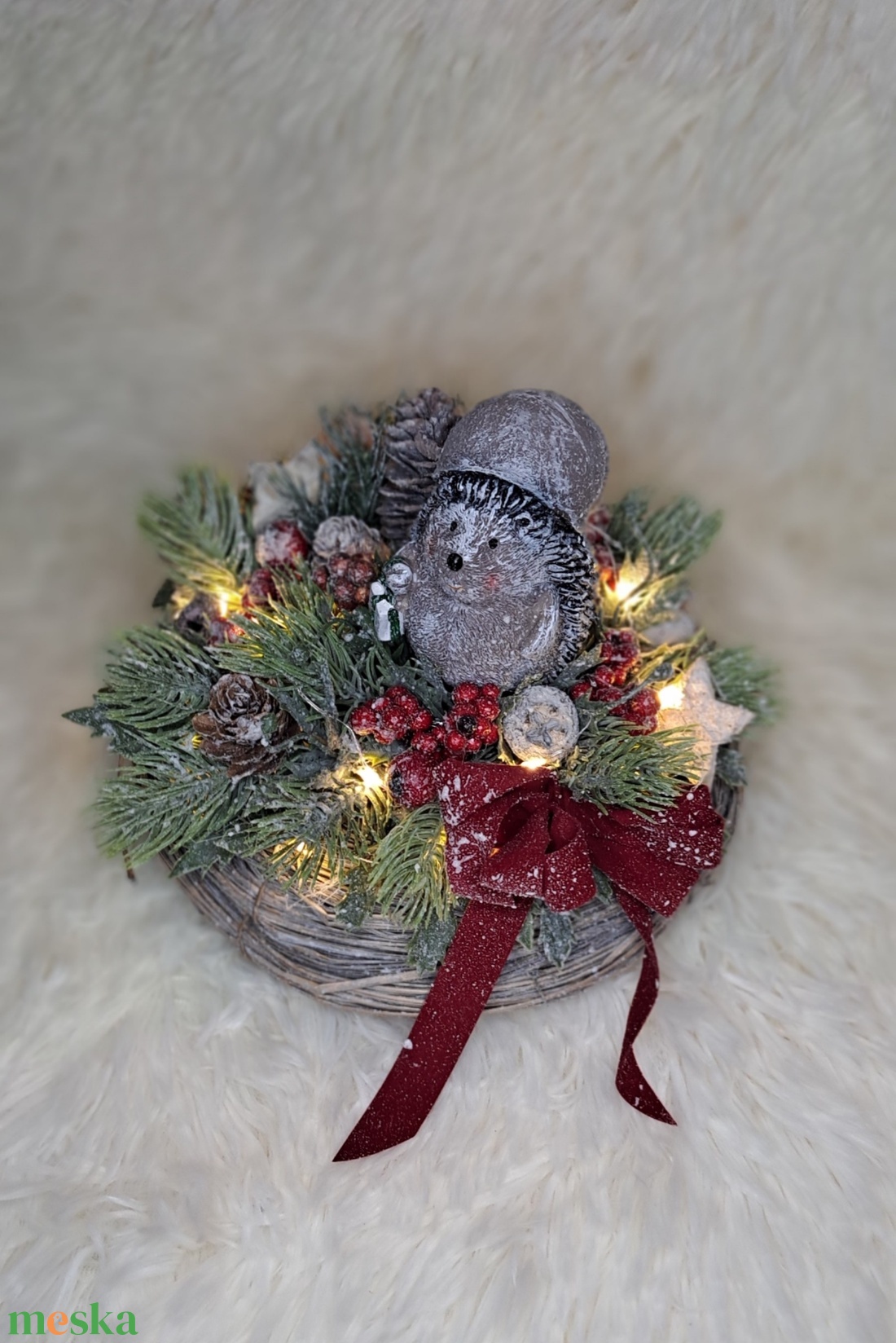 Adventi asztaldísz világítással - karácsony - adventi díszek - adventi asztaldísz - Meska.hu