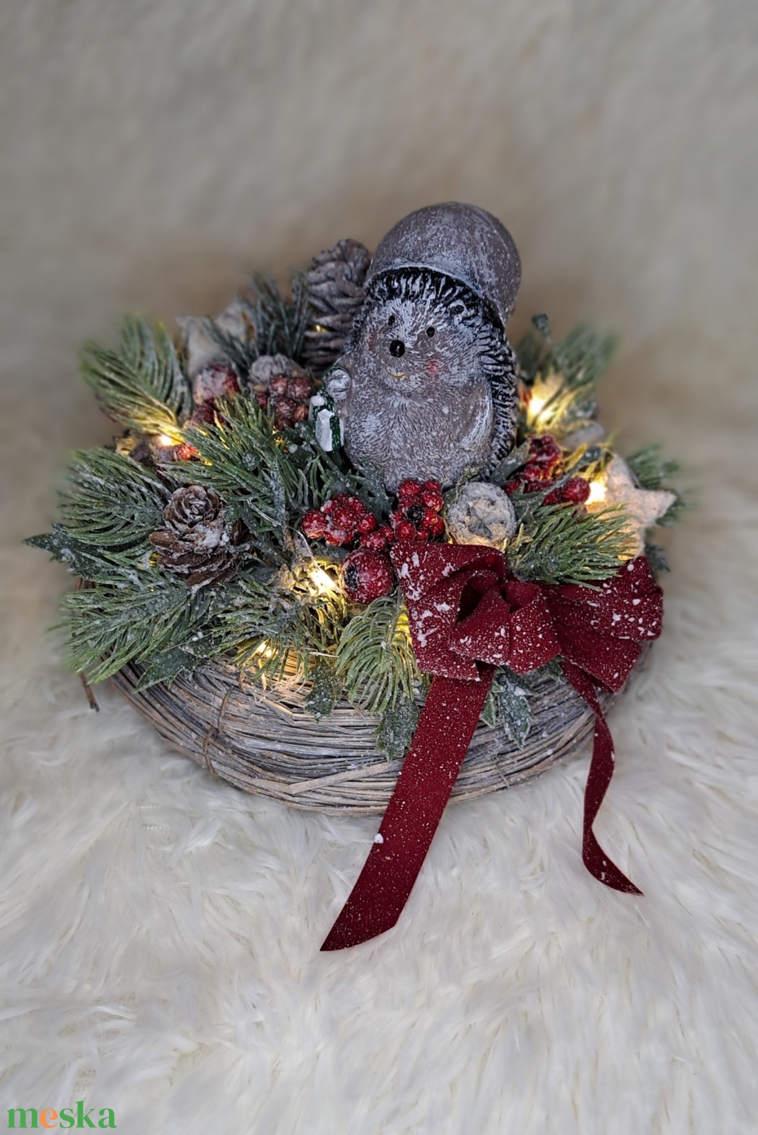 Adventi asztaldísz világítással - karácsony - adventi díszek - adventi asztaldísz - Meska.hu