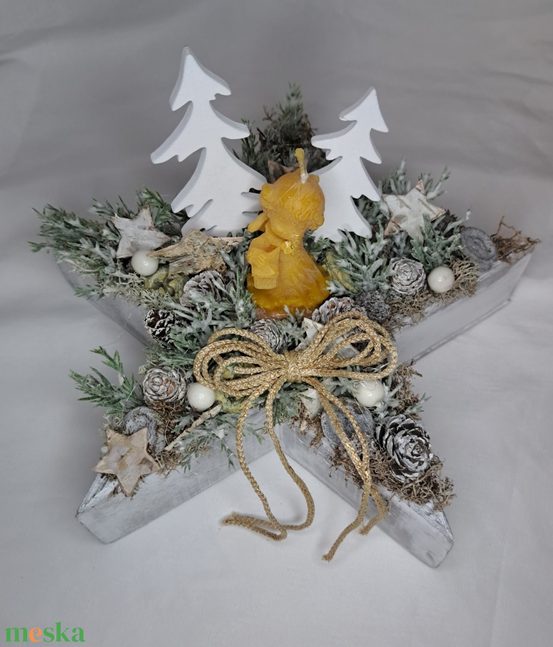 Adventi asztaldísz méhviasz angyalka gyertyával - karácsony - adventi díszek - adventi asztaldísz - Meska.hu