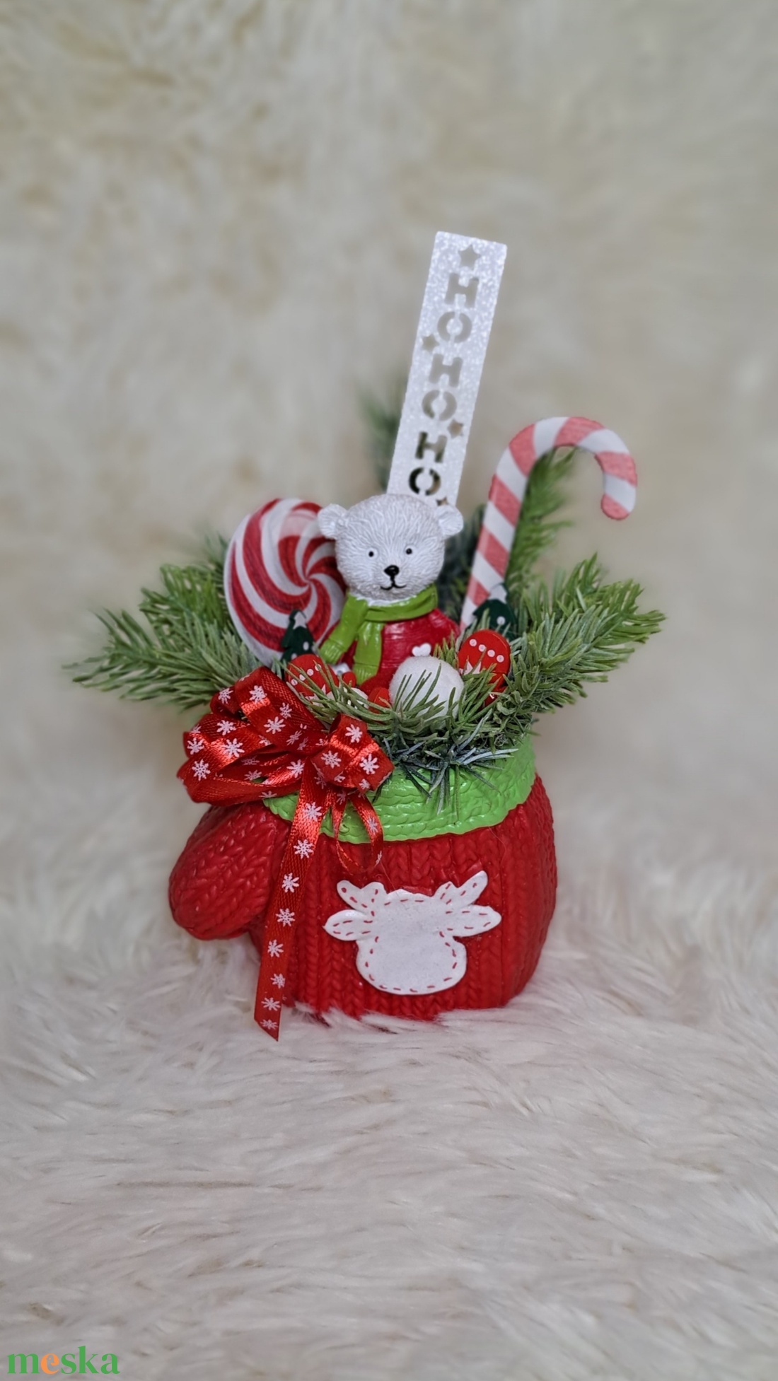 Adventi jegesmacis asztaldísz klasszikus színekben - karácsony - adventi díszek - adventi asztaldísz - Meska.hu