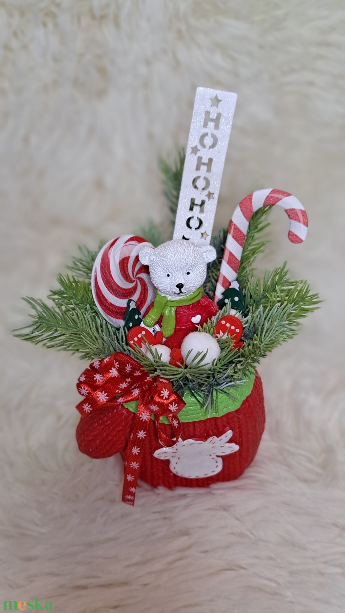 Adventi jegesmacis asztaldísz klasszikus színekben - karácsony - adventi díszek - adventi asztaldísz - Meska.hu