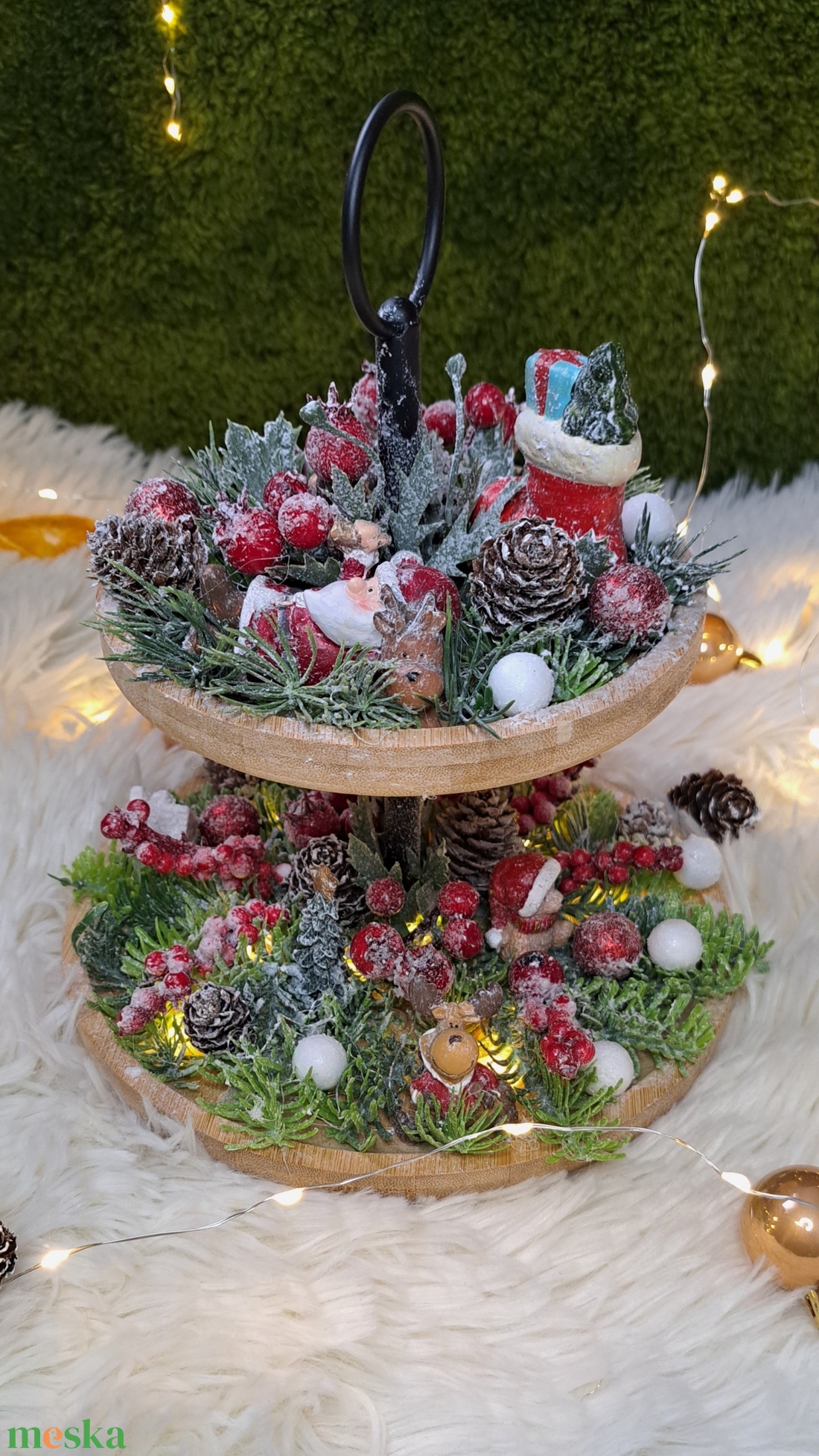 Emeletes adventi asztaldísz figurákkal - karácsony - adventi díszek - adventi asztaldísz - Meska.hu