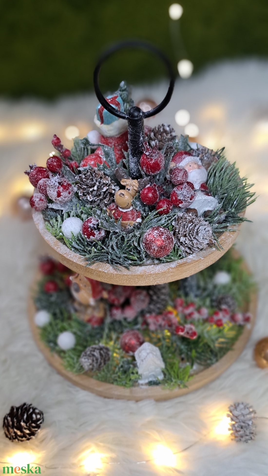 Emeletes adventi asztaldísz figurákkal - karácsony - adventi díszek - adventi asztaldísz - Meska.hu