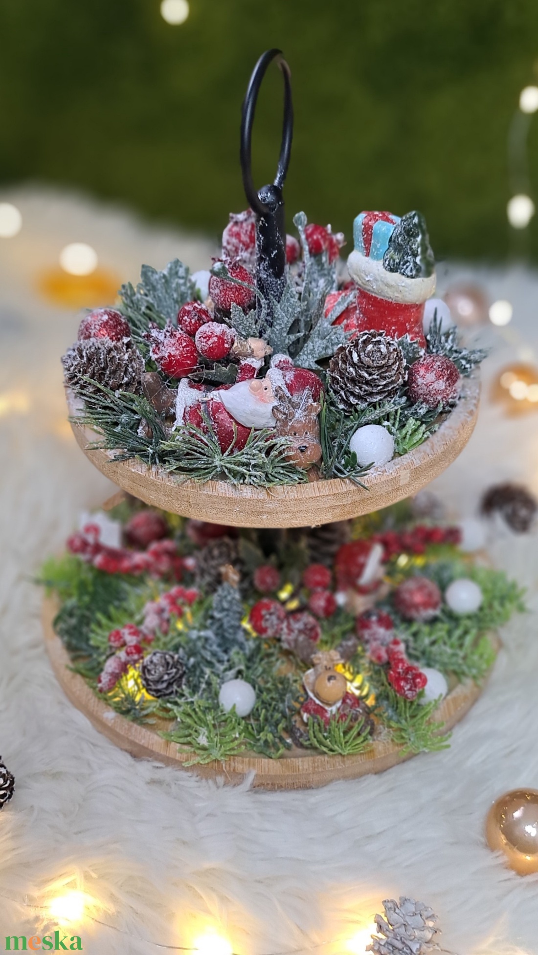 Emeletes adventi asztaldísz figurákkal - karácsony - adventi díszek - adventi asztaldísz - Meska.hu