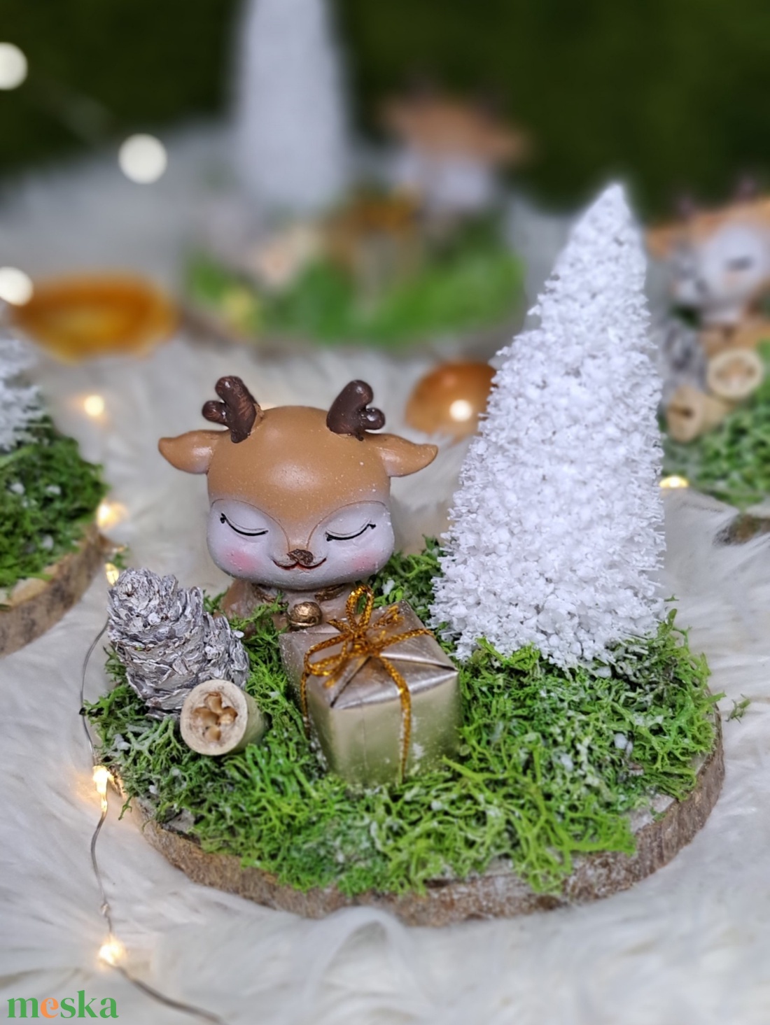 Cuki őzikés adventi asztaldísz - karácsony - adventi díszek - adventi asztaldísz - Meska.hu
