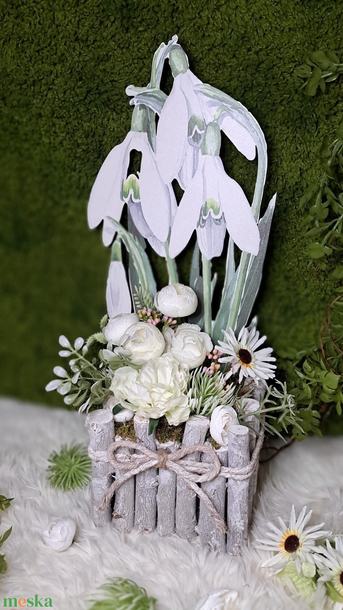 Hóvirágos tavaszi asztaldísz - otthon & életmód - dekoráció - asztal és polc dekoráció - asztaldísz - Meska.hu