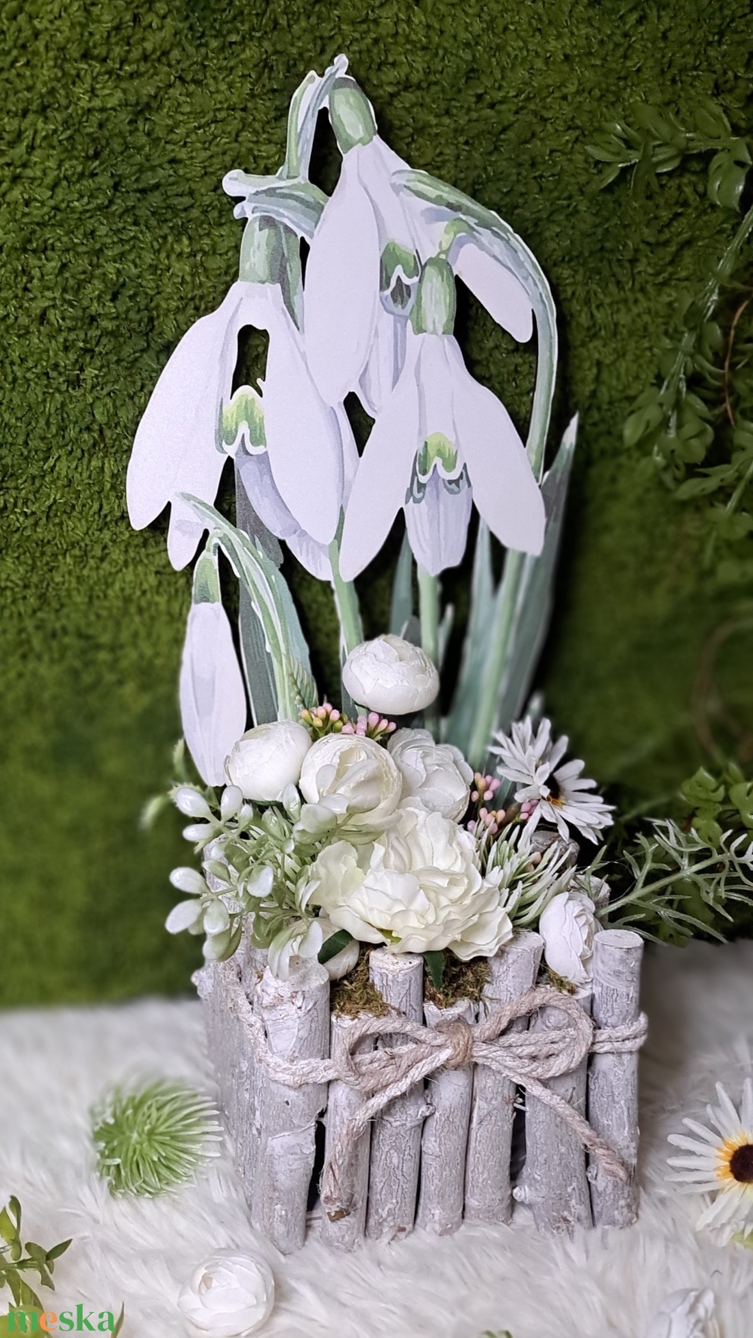 Hóvirágos tavaszi asztaldísz - otthon & életmód - dekoráció - asztal és polc dekoráció - asztaldísz - Meska.hu