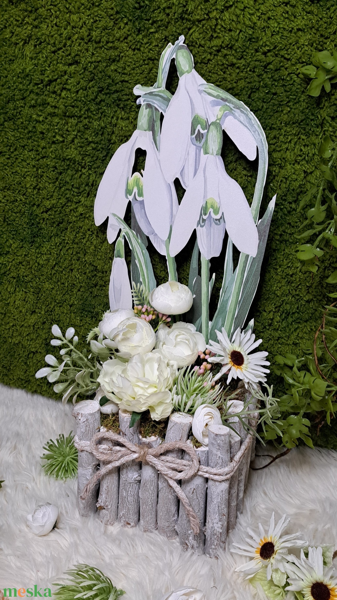 Hóvirágos tavaszi asztaldísz - otthon & életmód - dekoráció - asztal és polc dekoráció - asztaldísz - Meska.hu