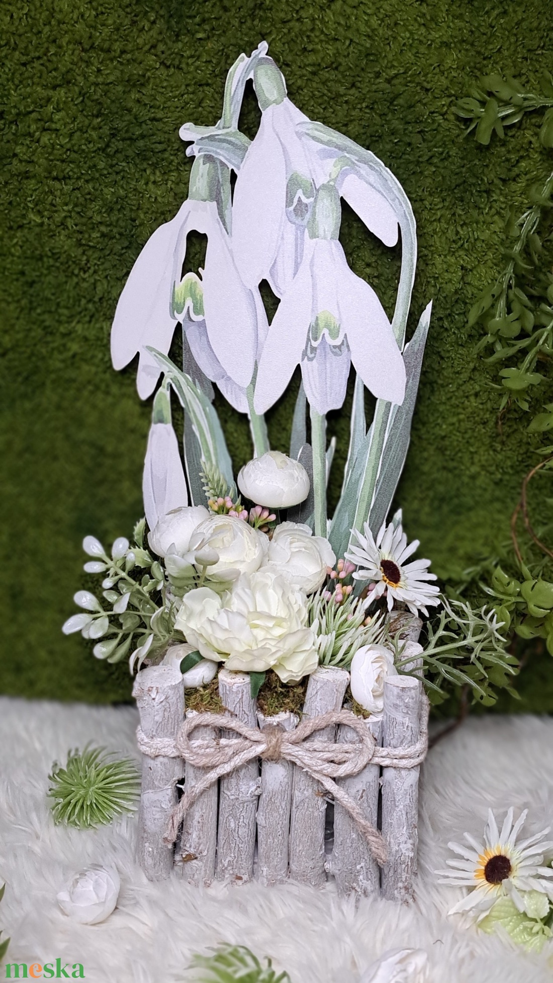 Hóvirágos tavaszi asztaldísz - otthon & életmód - dekoráció - asztal és polc dekoráció - asztaldísz - Meska.hu