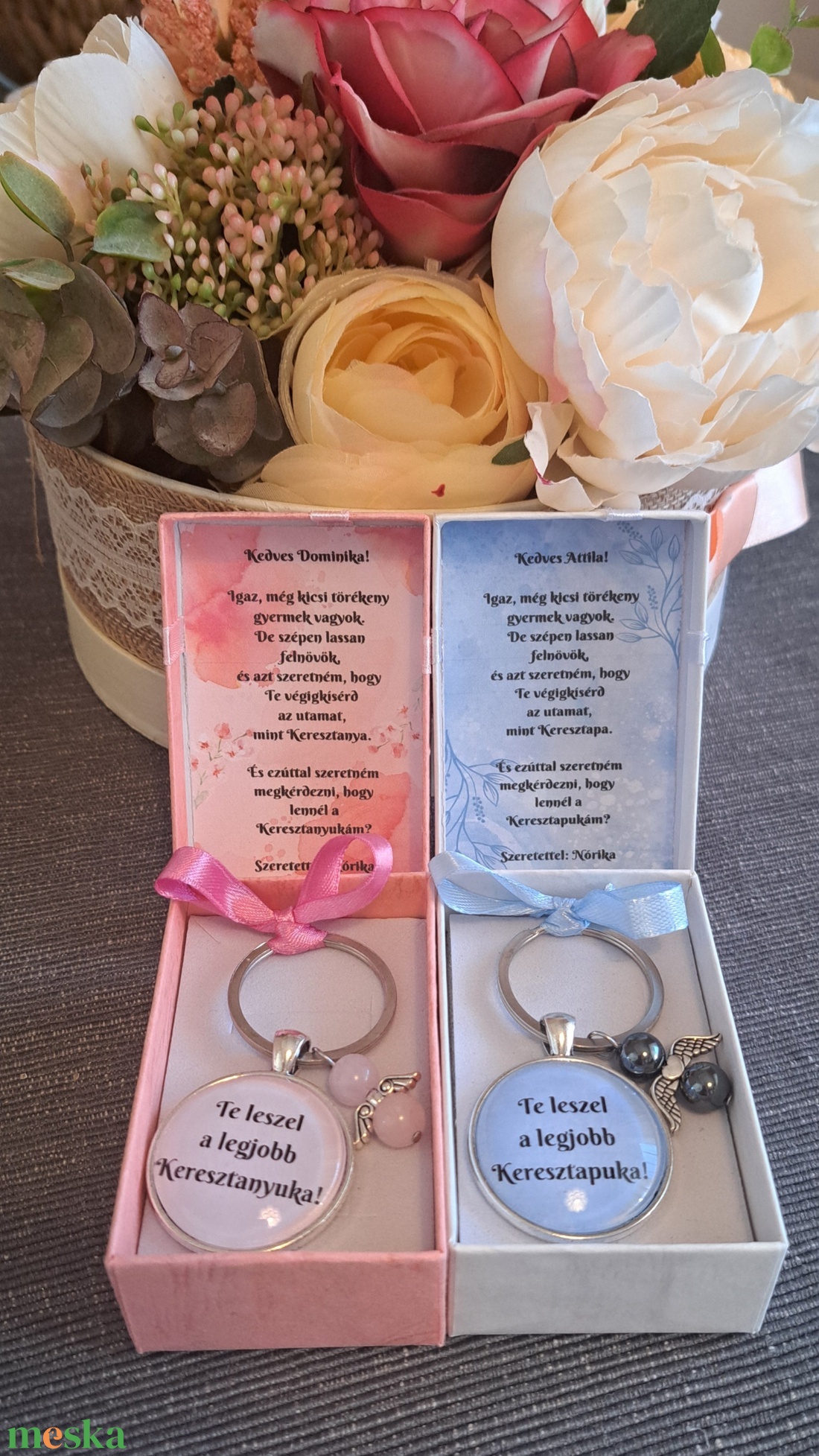 Keresztszülő felkérő kulcstartó szett - táska & tok - kulcstartó & táskadísz - kulcstartó - Meska.hu