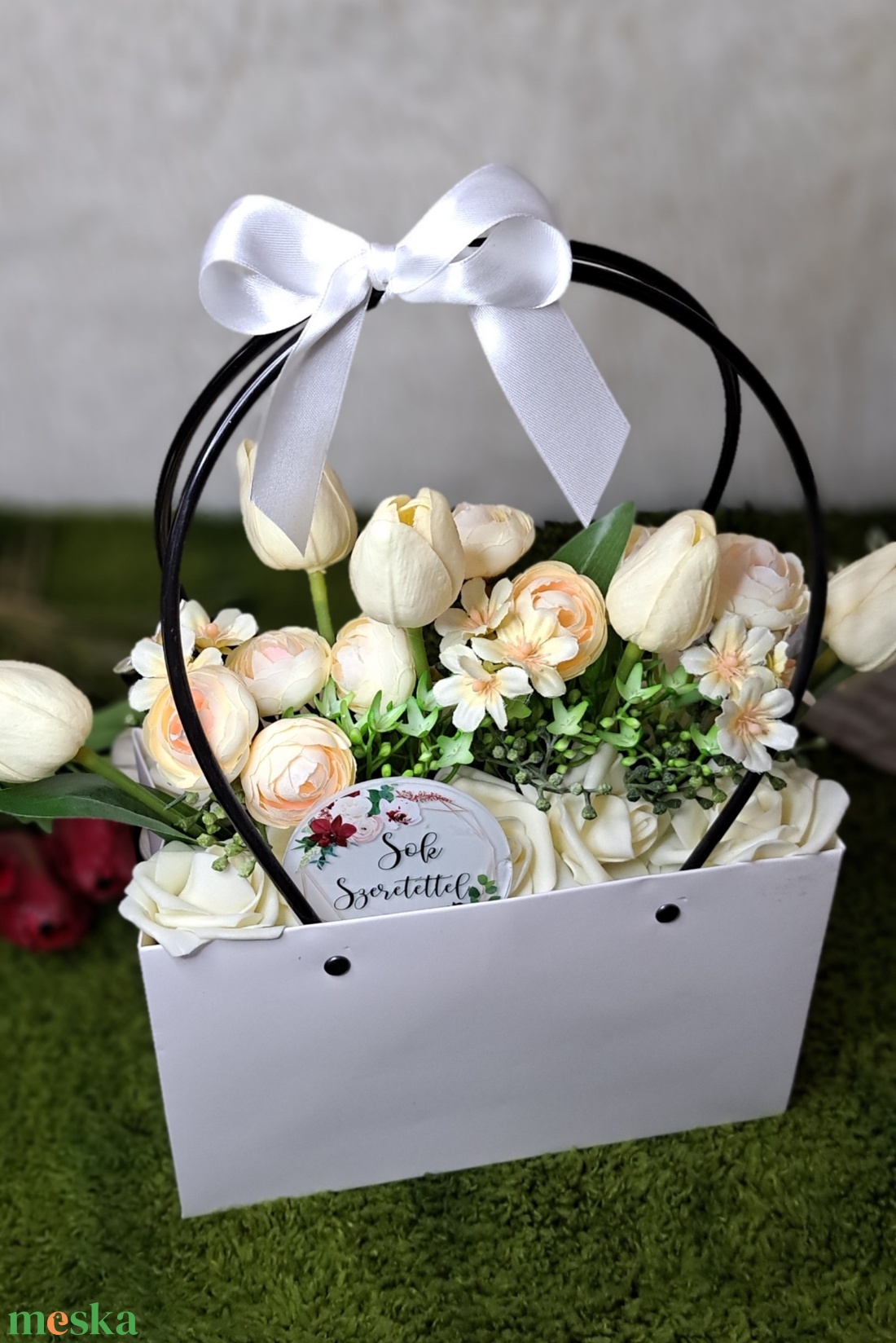 Virágtáska ajándék alkalomra - otthon & életmód - virágdekoráció - virágdíszek - asztali virágdísz - Meska.hu