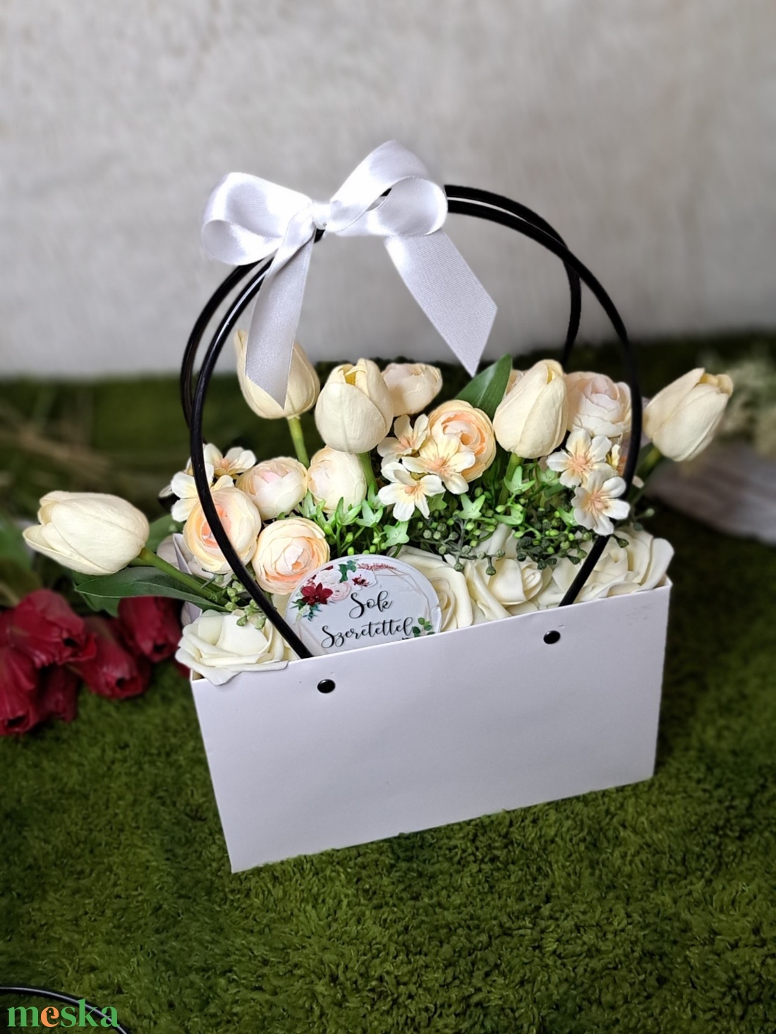 Virágtáska ajándék alkalomra - otthon & életmód - virágdekoráció - virágdíszek - asztali virágdísz - Meska.hu