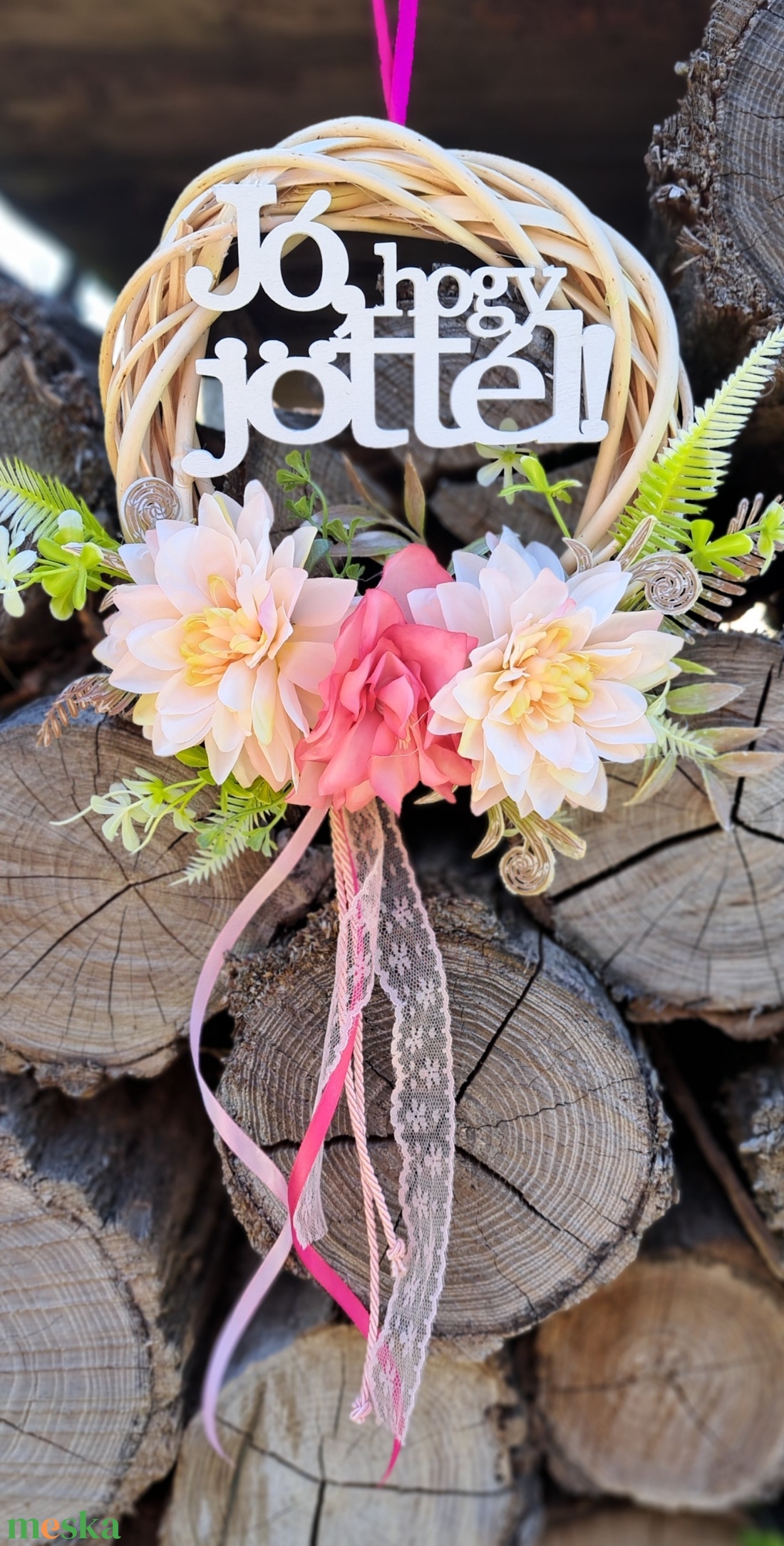 Tavaszi hangulatú kopogtató - otthon & életmód - dekoráció - ajtó- és ablak dekoráció - ajtódísz & kopogtató - Meska.hu