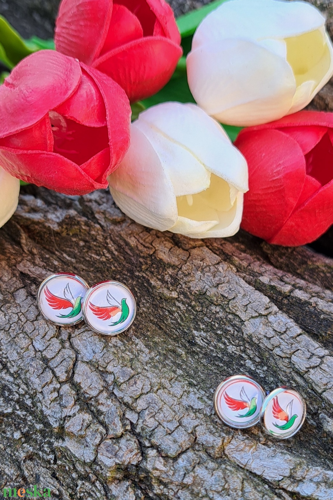 Ékszerszett nemzeti ünnep színeiben békegalamb motivummal - ékszer - ékszerszett - Meska.hu