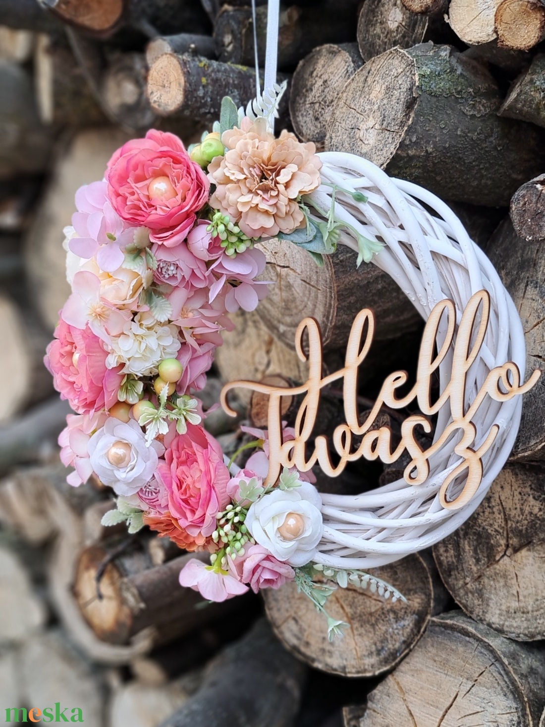 Kopogtató hello tavasz felirattal - otthon & életmód - dekoráció - ajtó- és ablak dekoráció - ajtódísz & kopogtató - Meska.hu