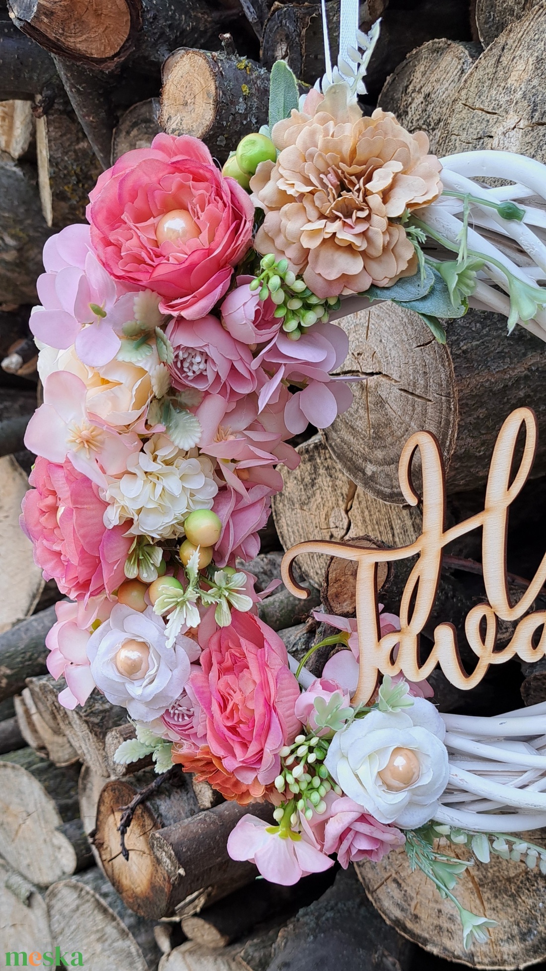 Kopogtató hello tavasz felirattal - otthon & életmód - dekoráció - ajtó- és ablak dekoráció - ajtódísz & kopogtató - Meska.hu