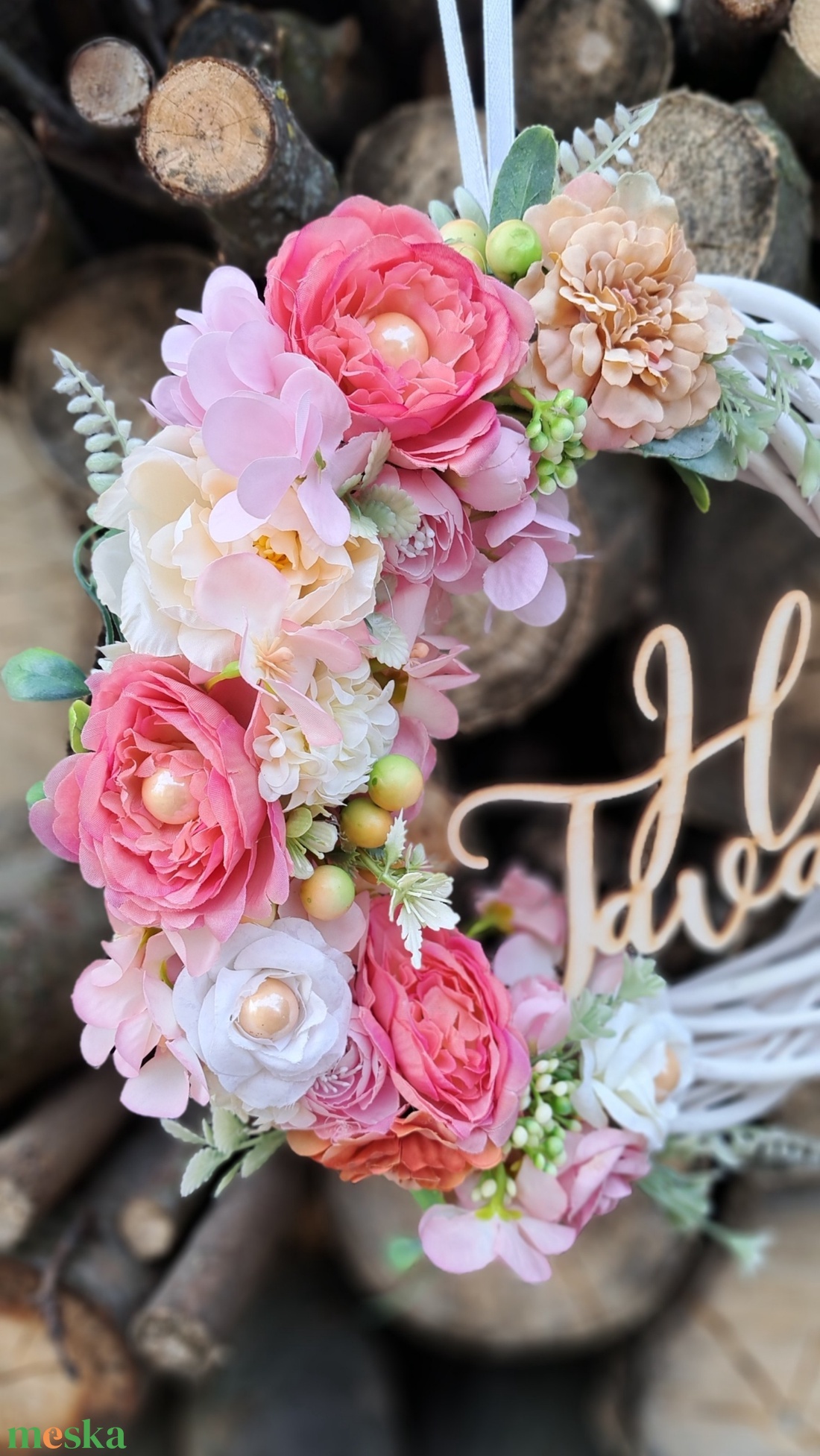 Kopogtató hello tavasz felirattal - otthon & életmód - dekoráció - ajtó- és ablak dekoráció - ajtódísz & kopogtató - Meska.hu