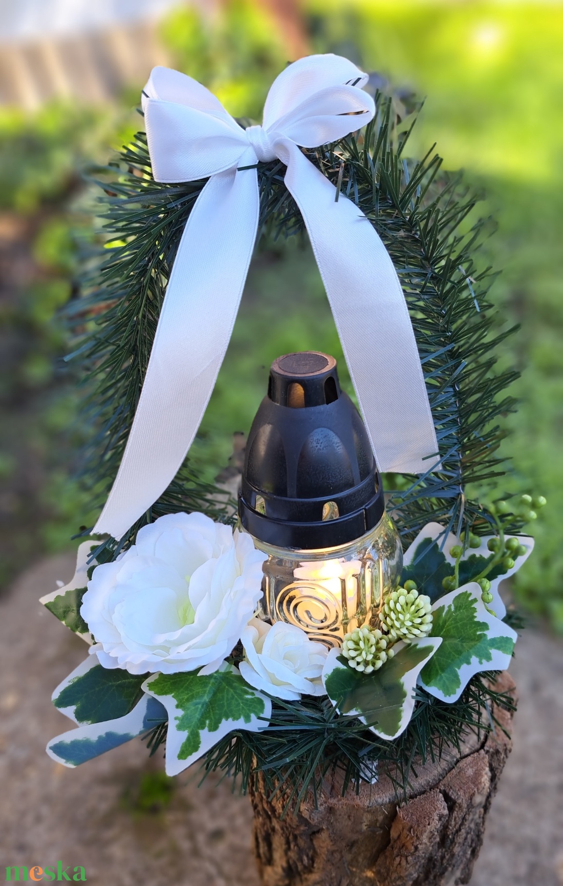 Kegyeleti temerői sírdísz LED mécsessel - otthon & életmód - vallás - temetkezési tárgy - sírdísz, kegyeleti dísz - Meska.hu